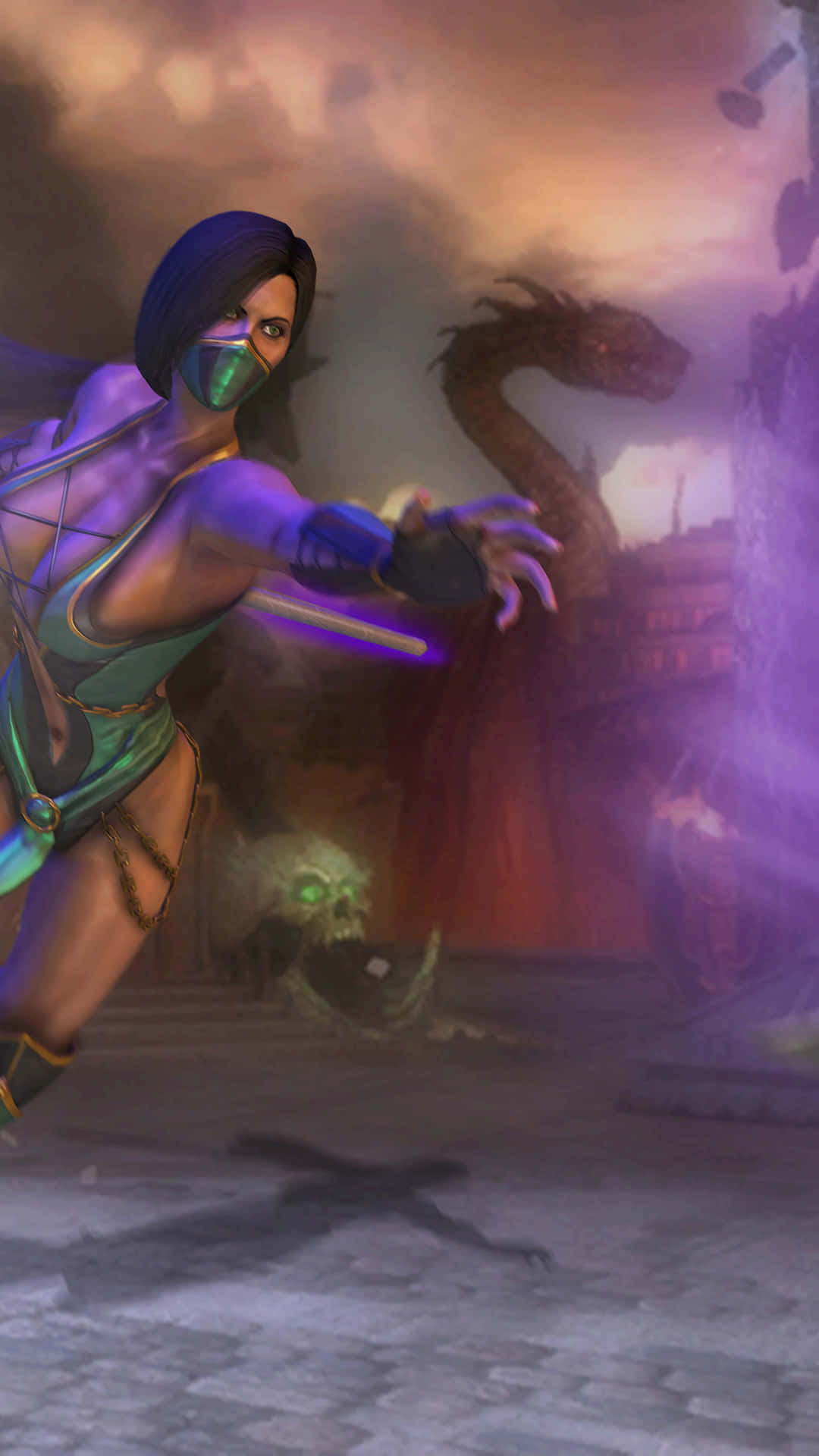 Mortal Kombat, Jade, green and purple combat gear, Full HD Phone Wallpaper
