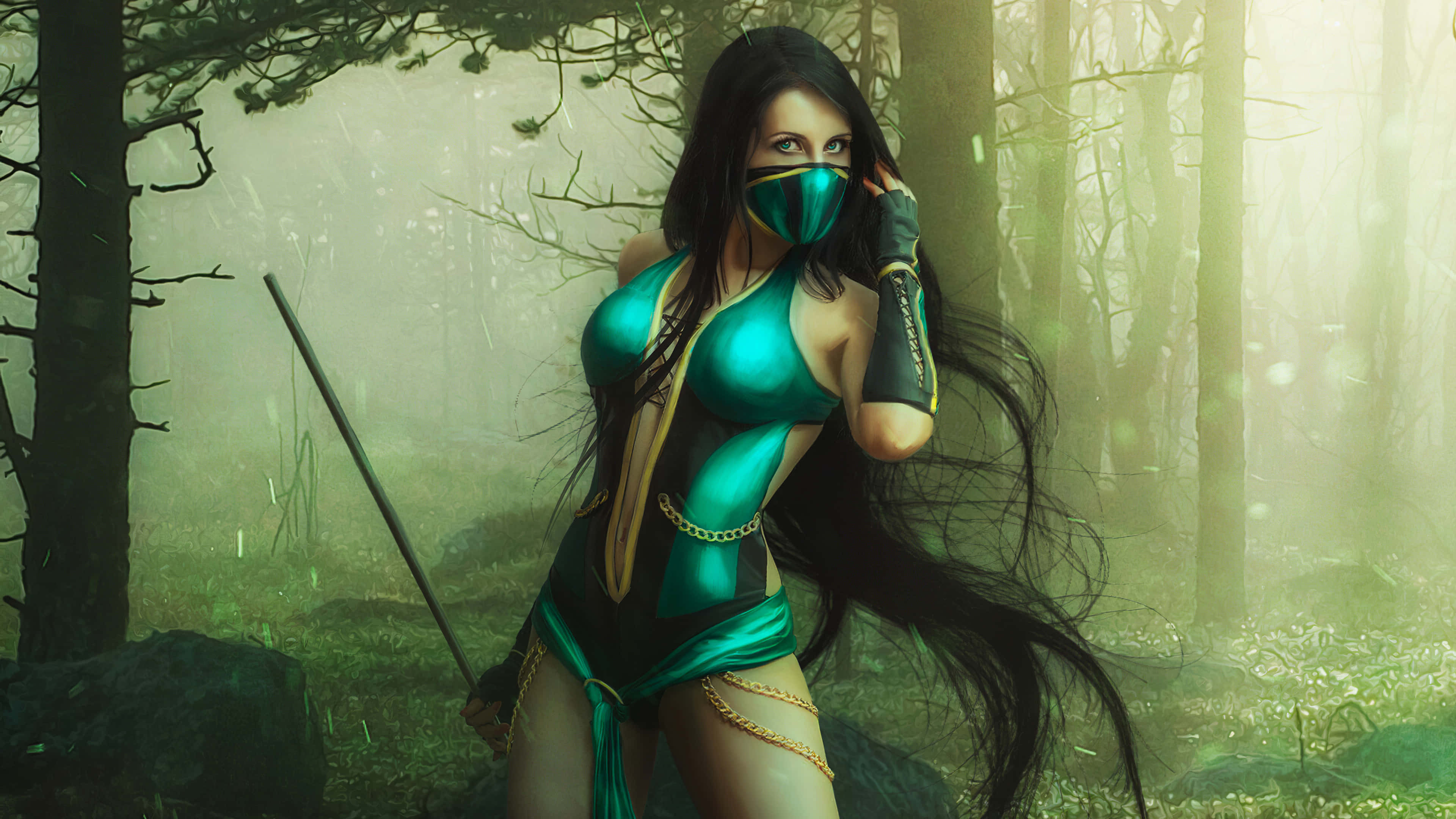 Mortal Kombat Jade, Jade, teal and black armor, 4K Desktop Wallpaper