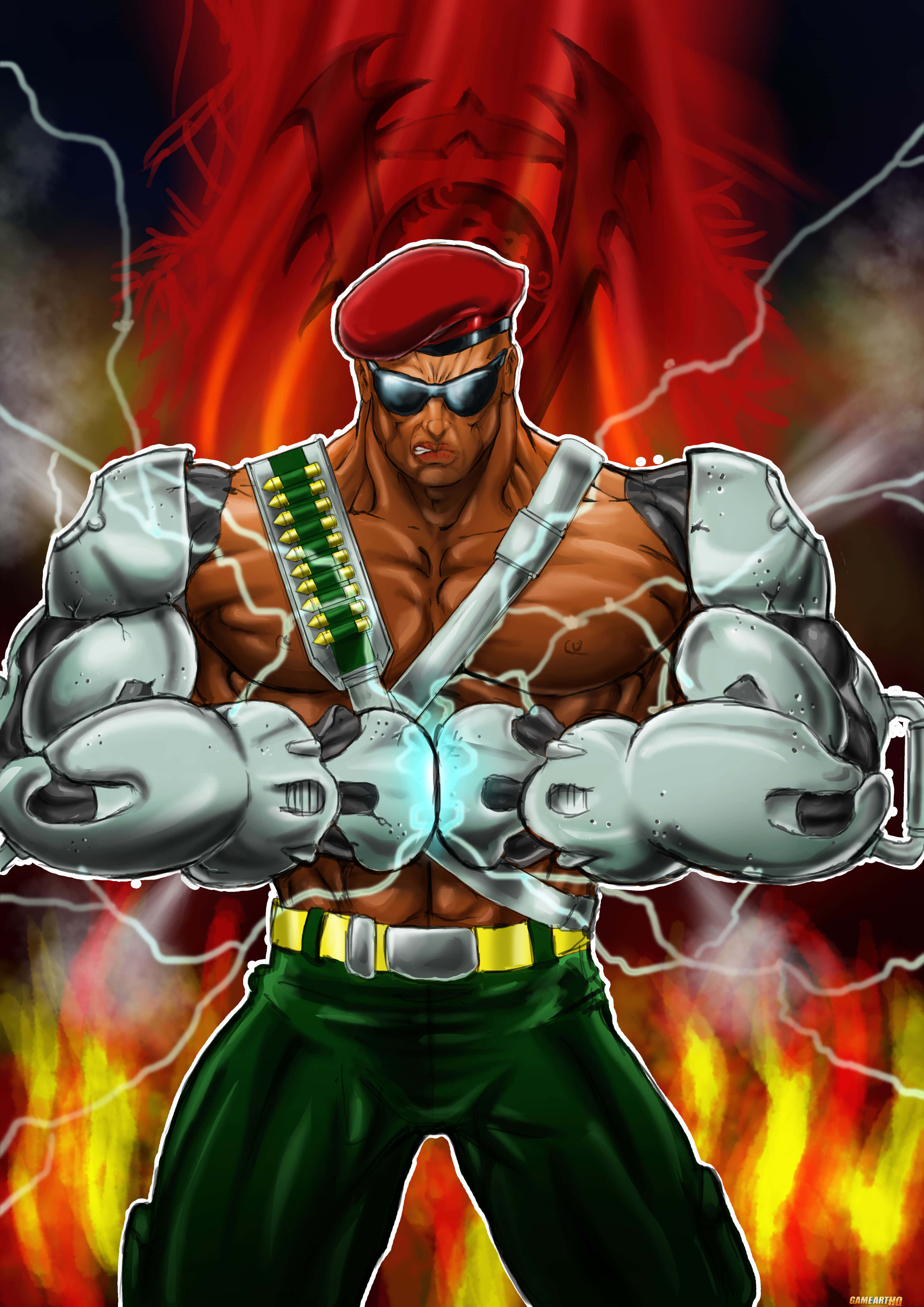 Mortal Kombat Jax, red beret, green pants, 4K Phone Wallpaper