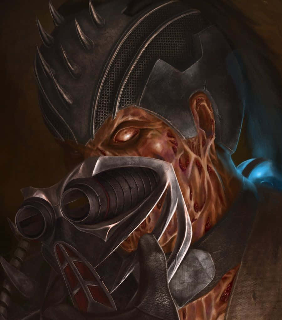 Mortal Kombat Kabal, spiked helmet, glowing red eye, SD Phone Wallpaper