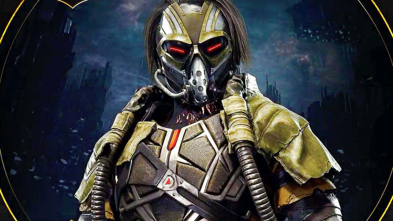 Mortal Kombat Kabal, gold and black armor, glowing red eyes, HD Desktop Wallpaper