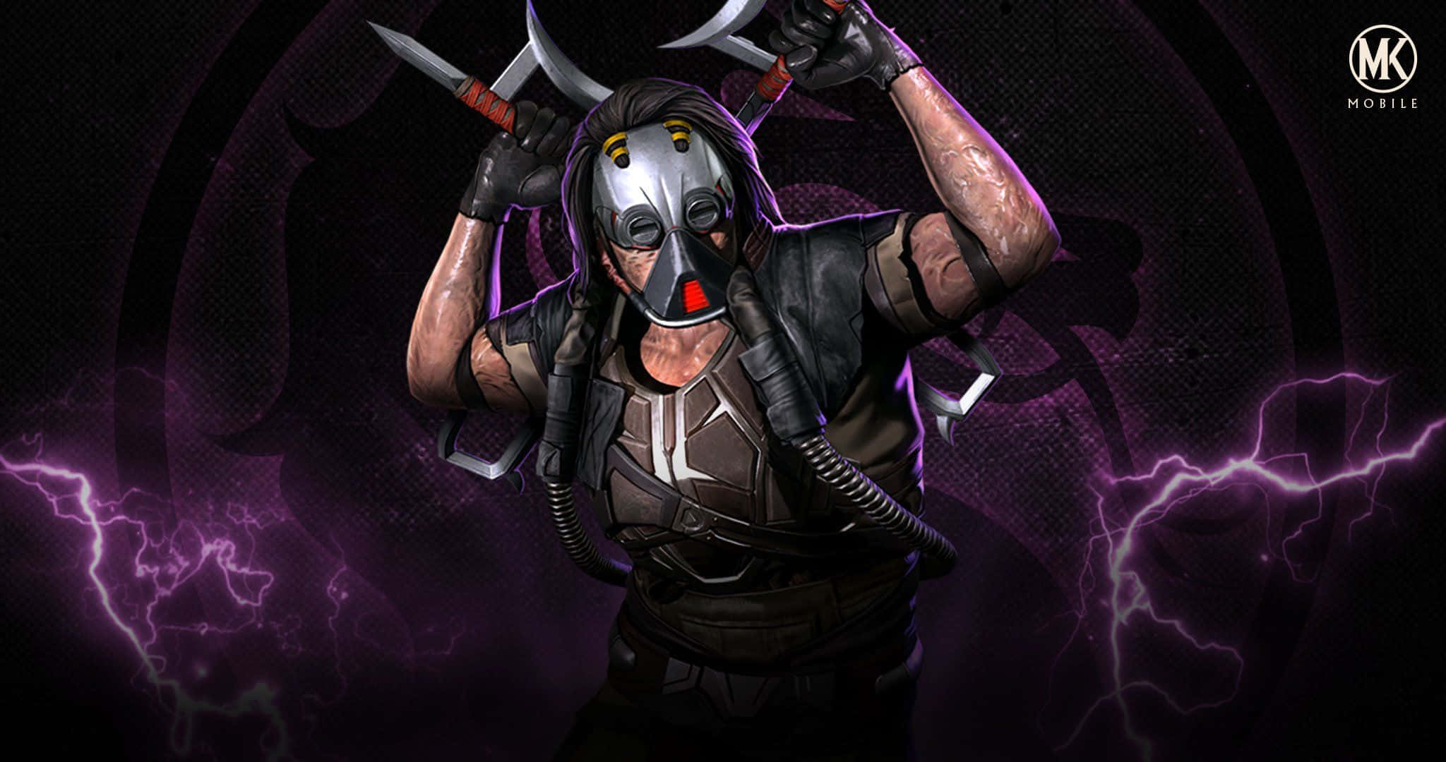 Mortal Kombat Kabal, katanas, dark purple stormy background, Full HD Desktop Wallpaper