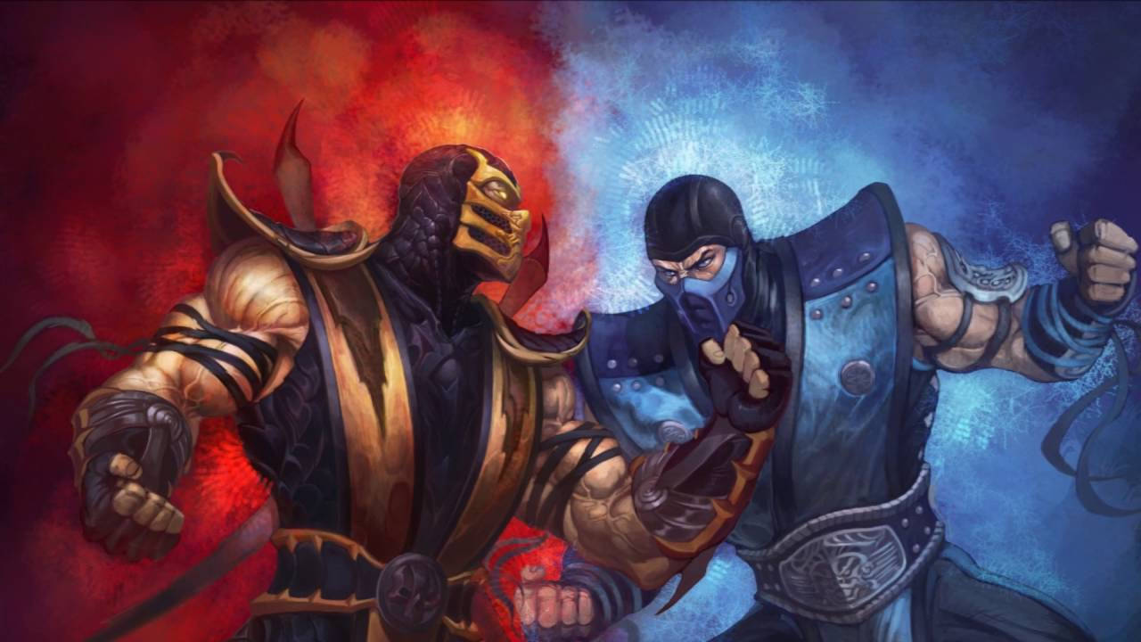 Mortal Kombat, masked warriors, fiery red, HD Desktop Wallpaper