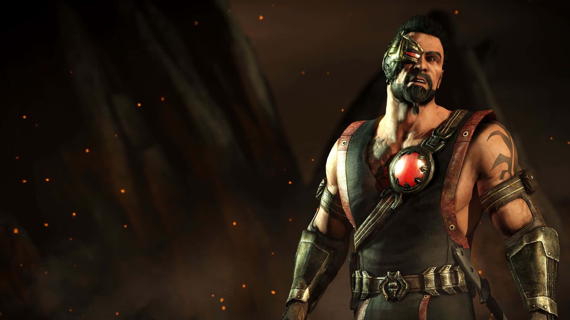 Mortal Kombat Kano, cybernetic eye, red glowing chest emblem, Full HD Desktop Wallpaper