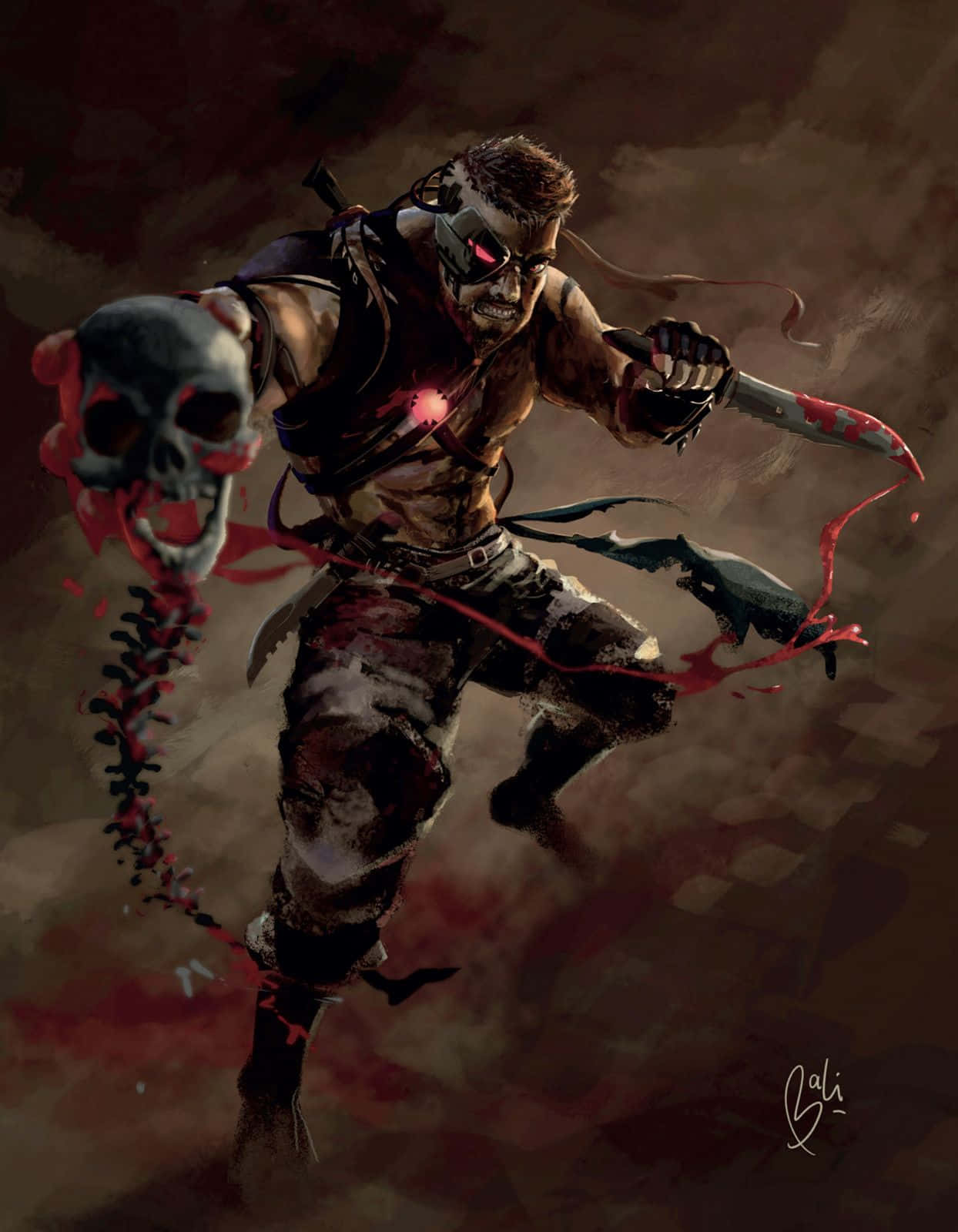 Mortal Kombat, Kano, glowing red eyes, HD Phone Wallpaper