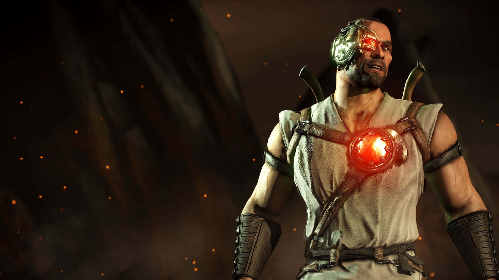 Mortal Kombat Kano, glowing red cybernetic eye, chest implant, Full HD Desktop Wallpaper