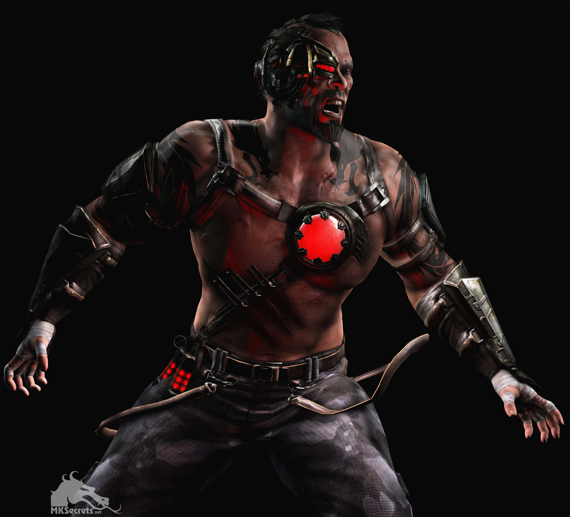 Mortal Kombat Kano, cybernetic warrior, glowing red eyes, Full HD Desktop Wallpaper