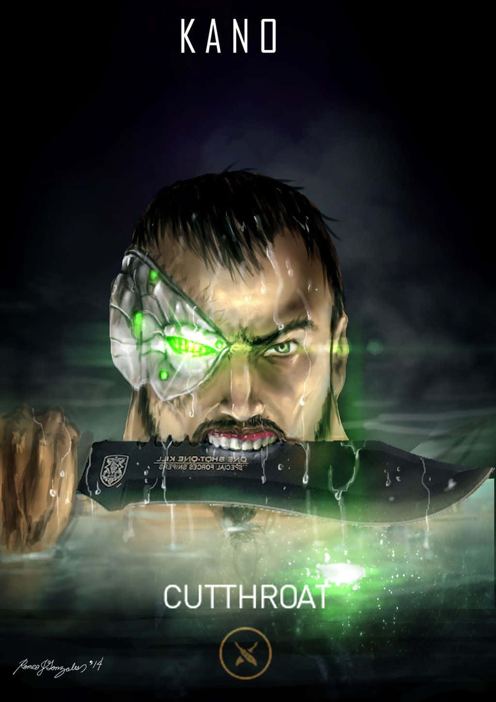 Mortal Kombat, Kano, glowing green cybernetic eye, HD Phone Wallpaper