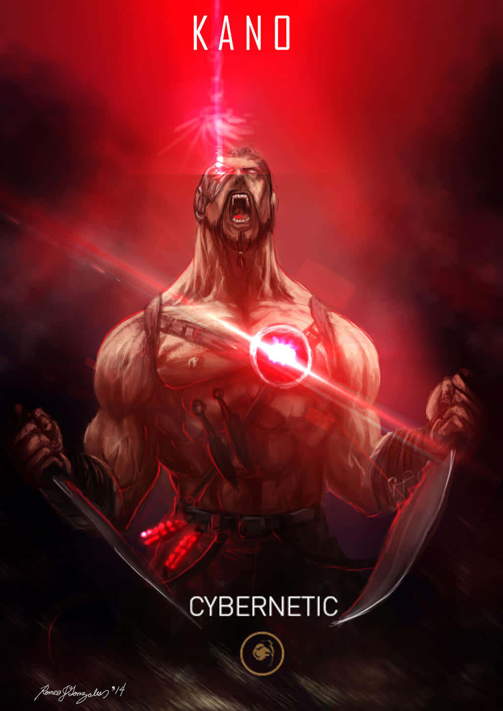 Mortal Kombat Kano, cybernetic warrior, glowing red eyes, HD Phone Wallpaper