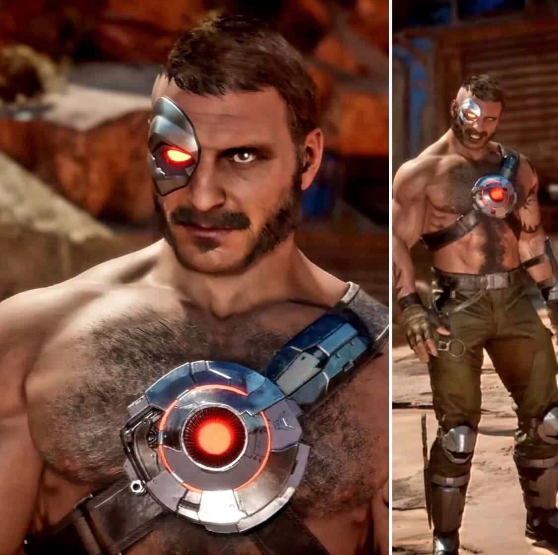 Mortal Kombat Kano, cybernetic eye, chest-mounted glowing device, SD Desktop Wallpaper