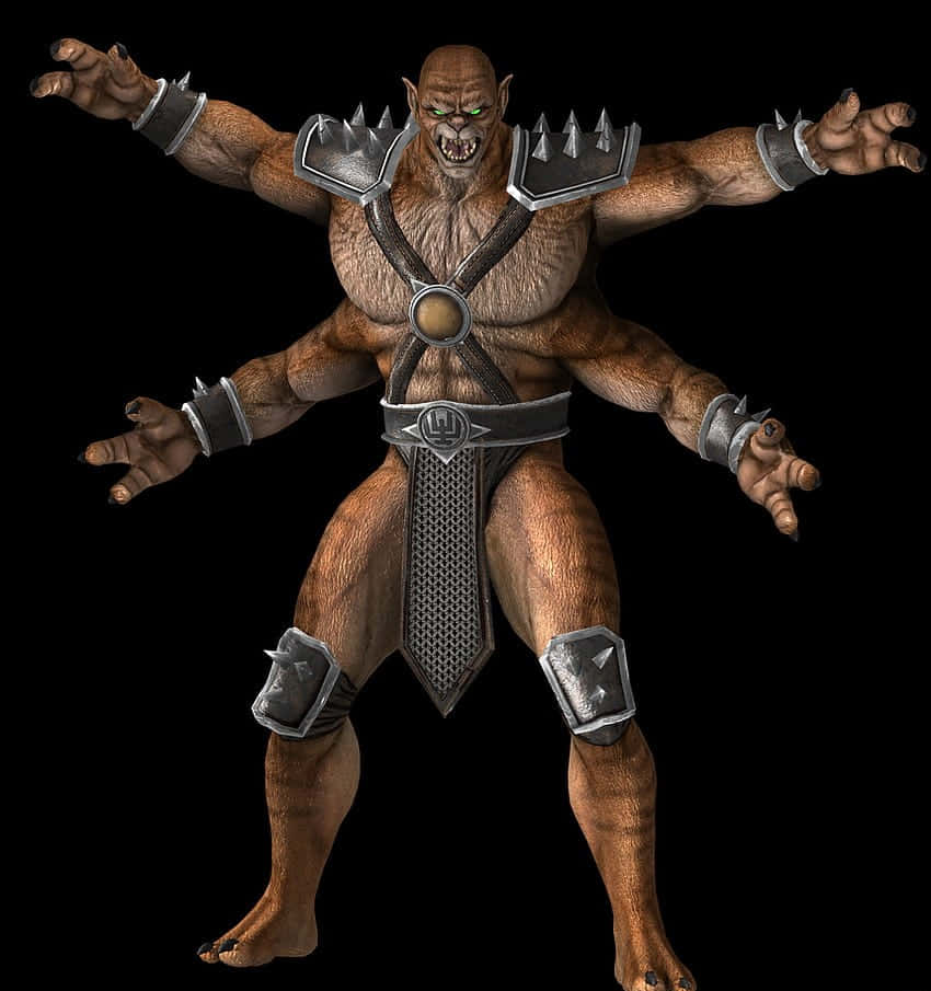 Mortal Kombat Kintaro, four-armed ogre, glowing green eyes, SD Phone Wallpaper