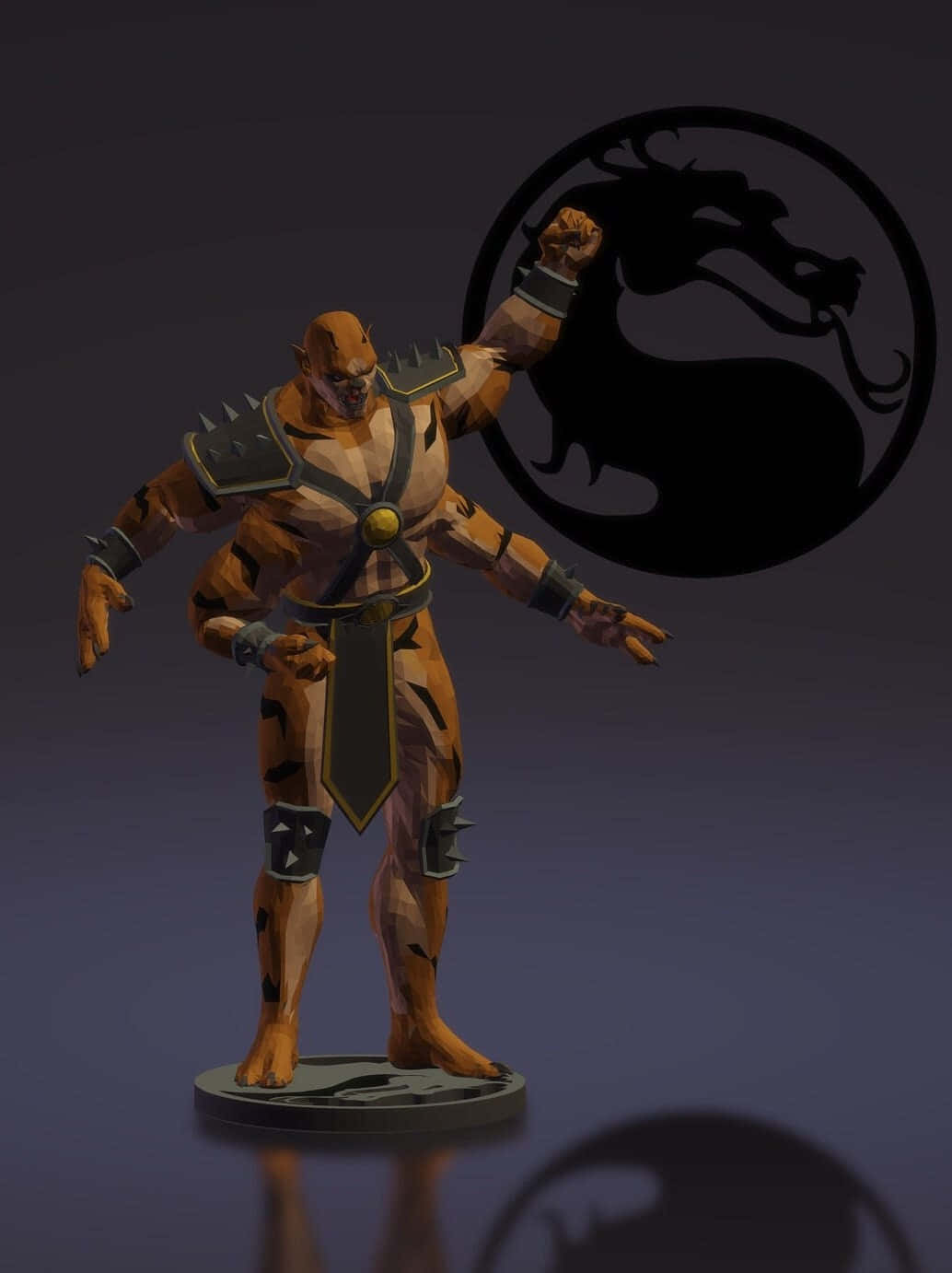 Mortal Kombat Kintaro, low-poly stylized warrior, dragon logo, HD Phone Wallpaper