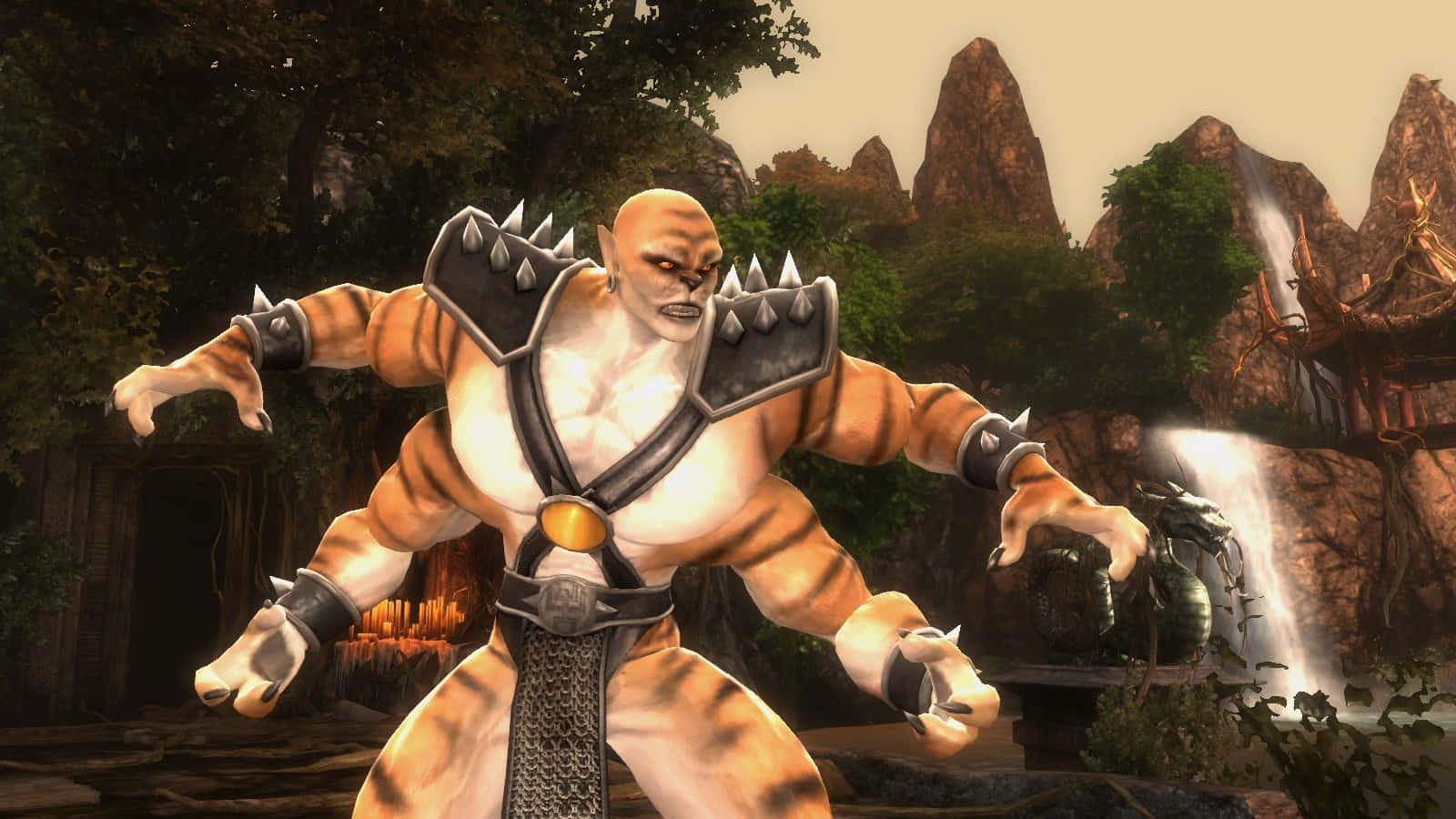 Mortal Kombat Kintaro, tiger-striped warrior, spiked armor, HD Desktop Wallpaper