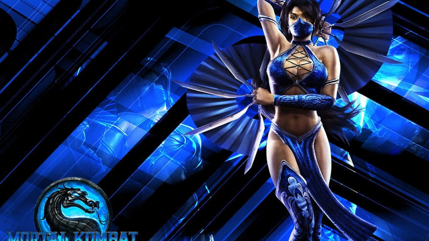 Mortal Kombat Kitana, blue-clad female fighter, fan of blades, HD Desktop Wallpaper