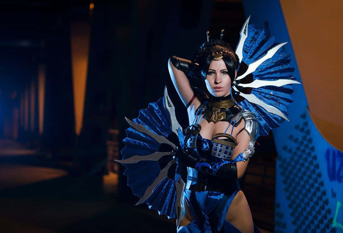 Mortal Kombat Kitana, Kitana, blue and silver fantasy costume, SD Desktop Wallpaper