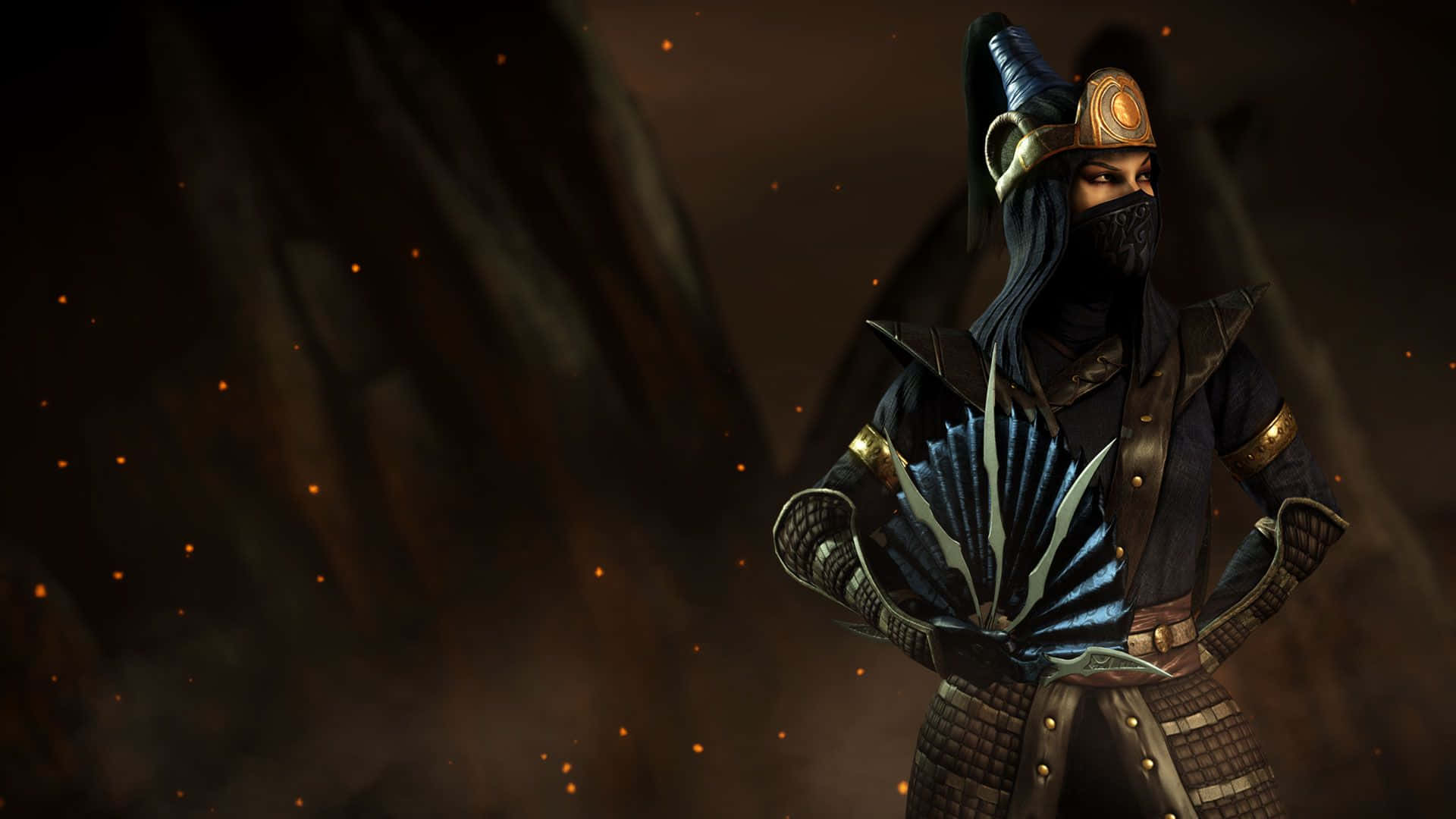 Mortal Kombat Kitana, masked warrior, ornate dark armor, Full HD Desktop Wallpaper