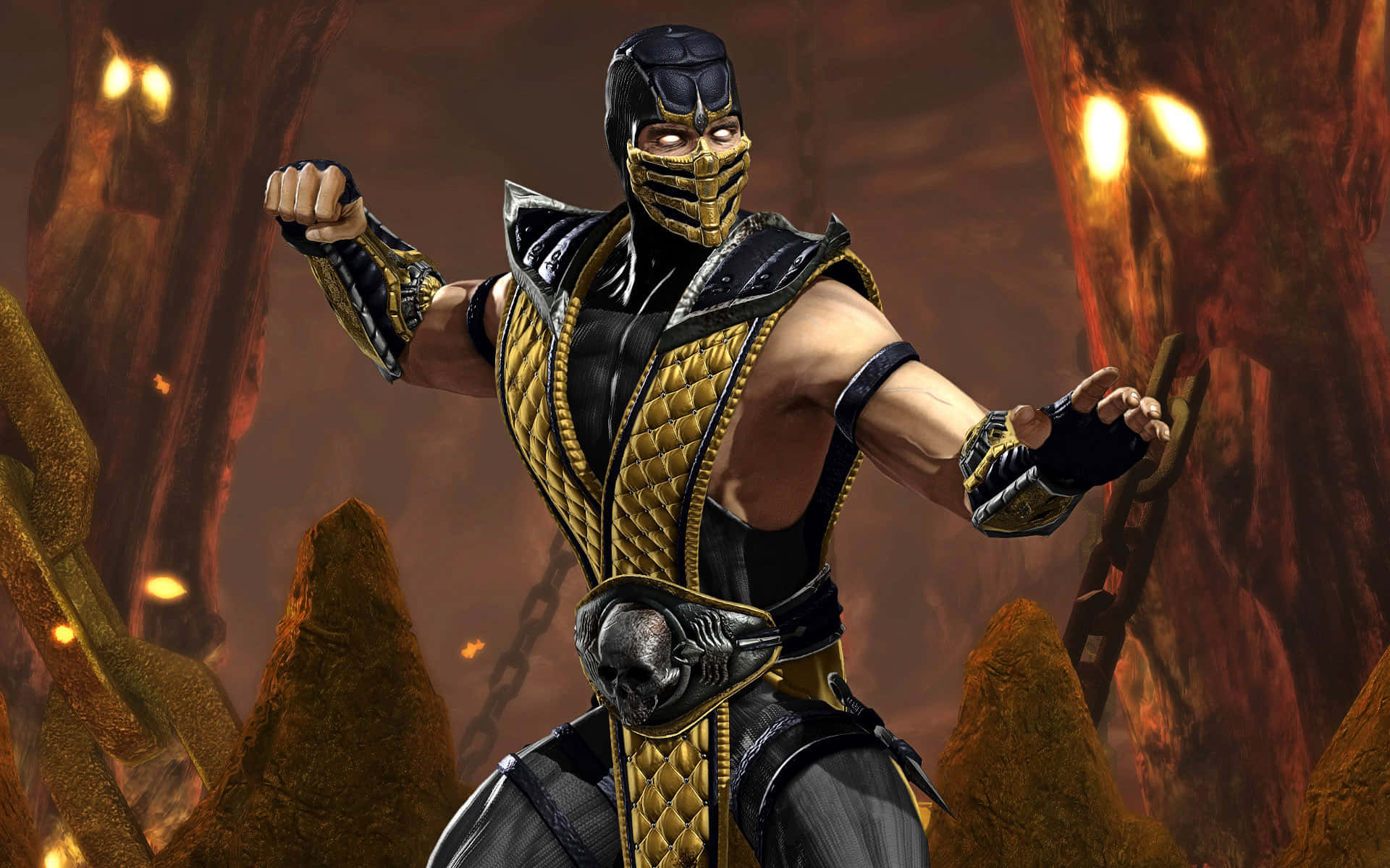 Mortal Kombat Legacy, black and gold armor, muscular masked warrior, Full HD Desktop Wallpaper