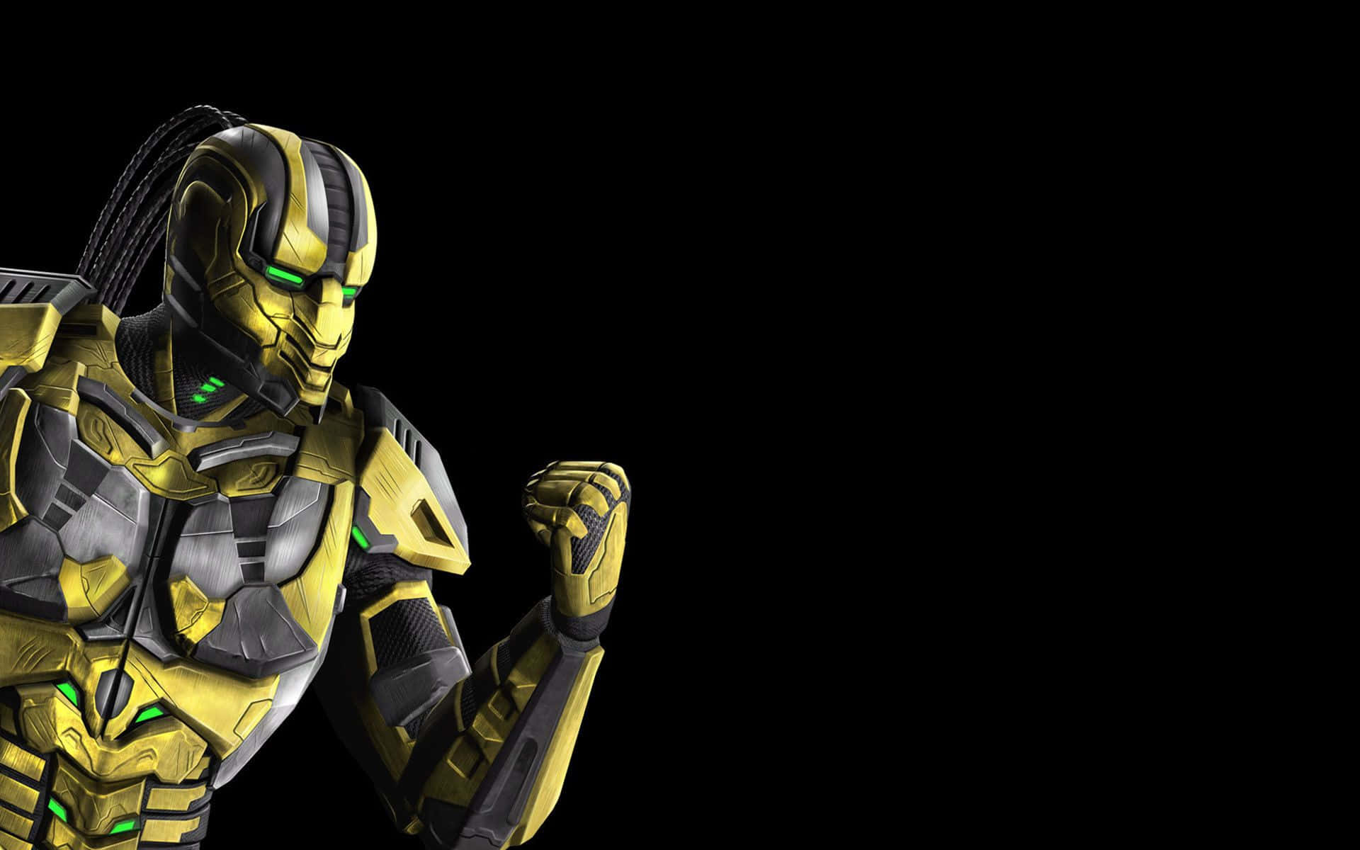 Mortal Kombat Legacy, golden armored warrior, glowing green eyes, Full HD Desktop Wallpaper