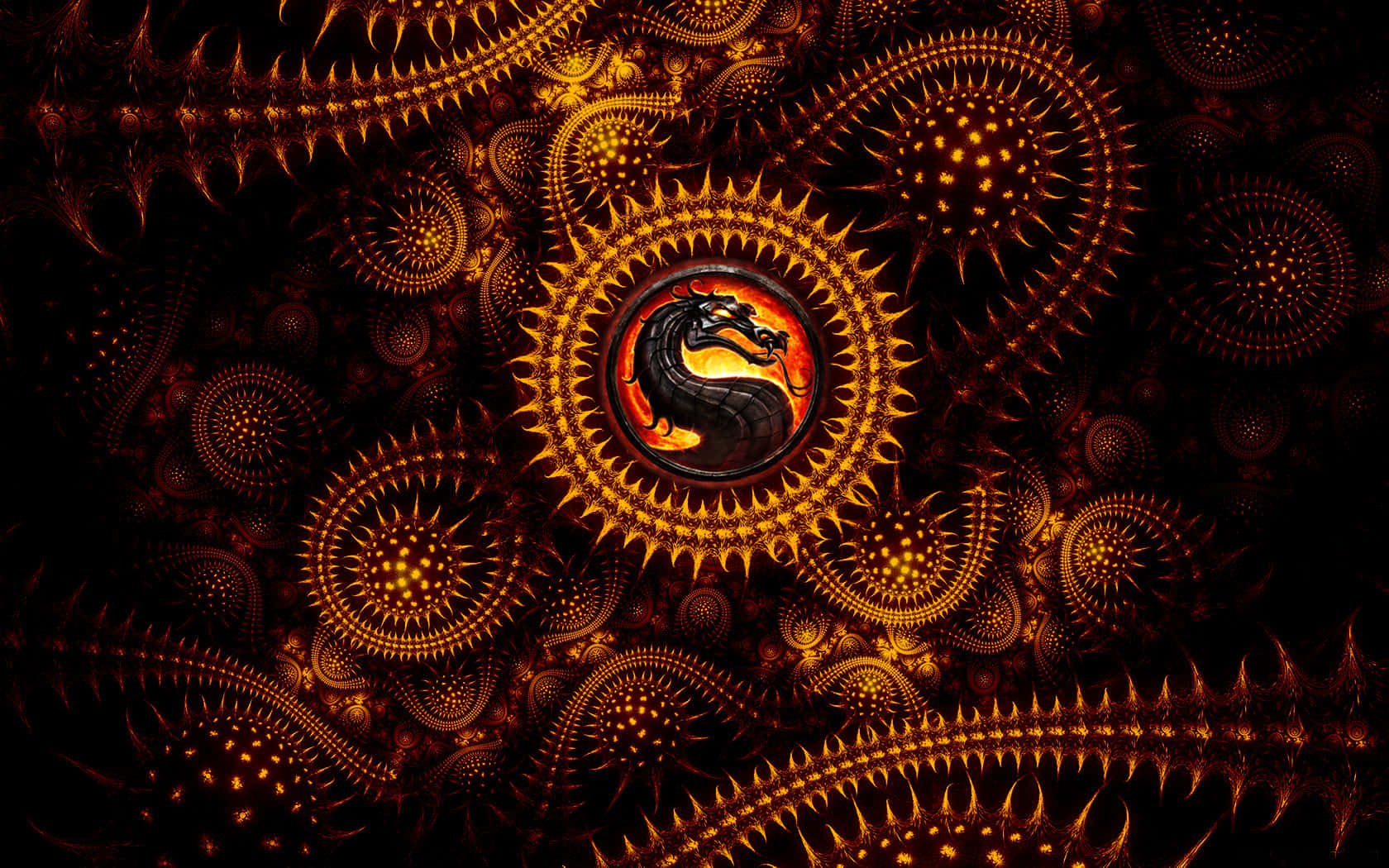 Mortal Kombat Legacy, golden dragon emblem, central circle, HD Desktop Wallpaper
