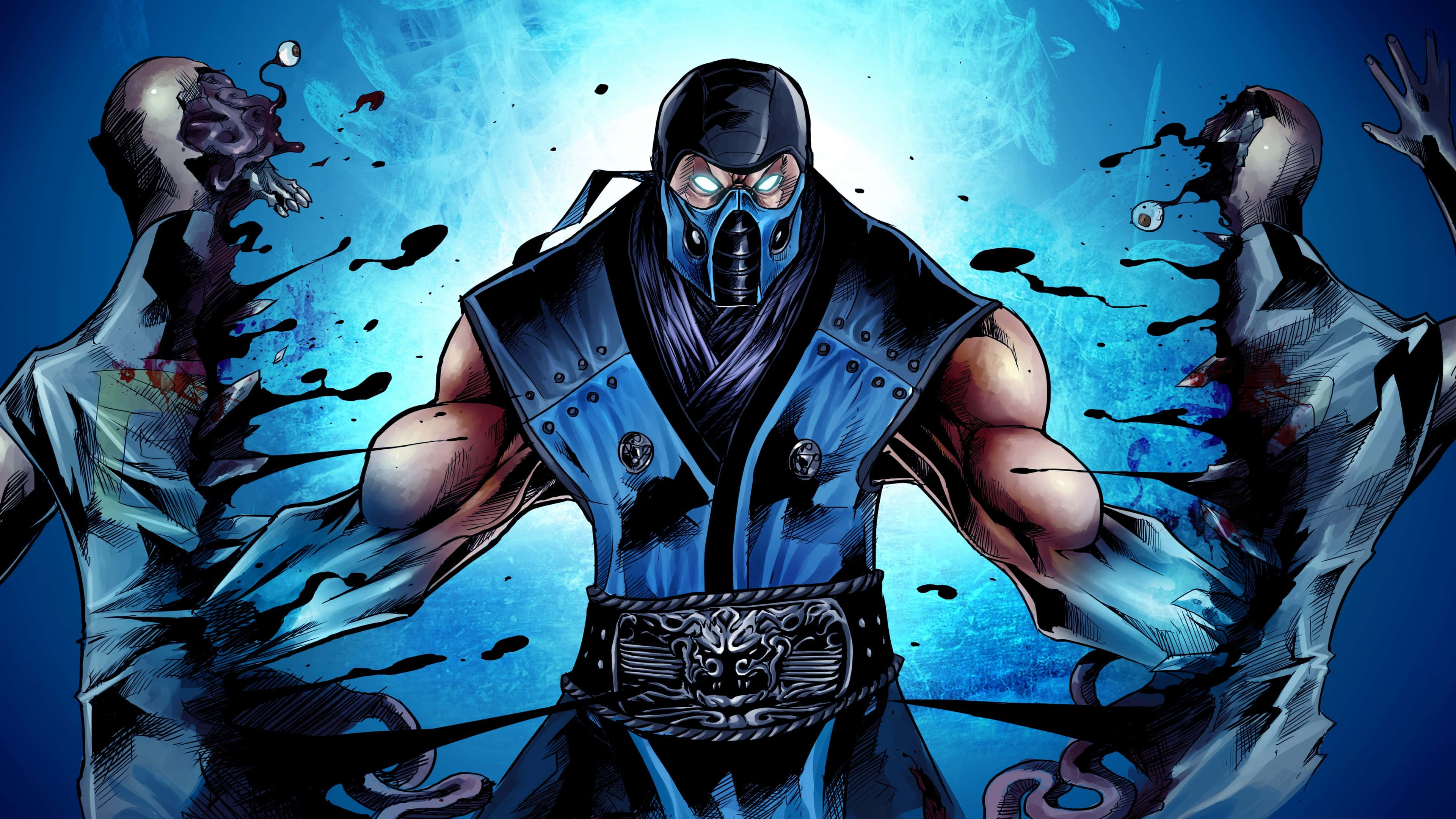 Mortal Kombat Legacy, masked ninja warrior, blue armor, 4K Desktop Wallpaper