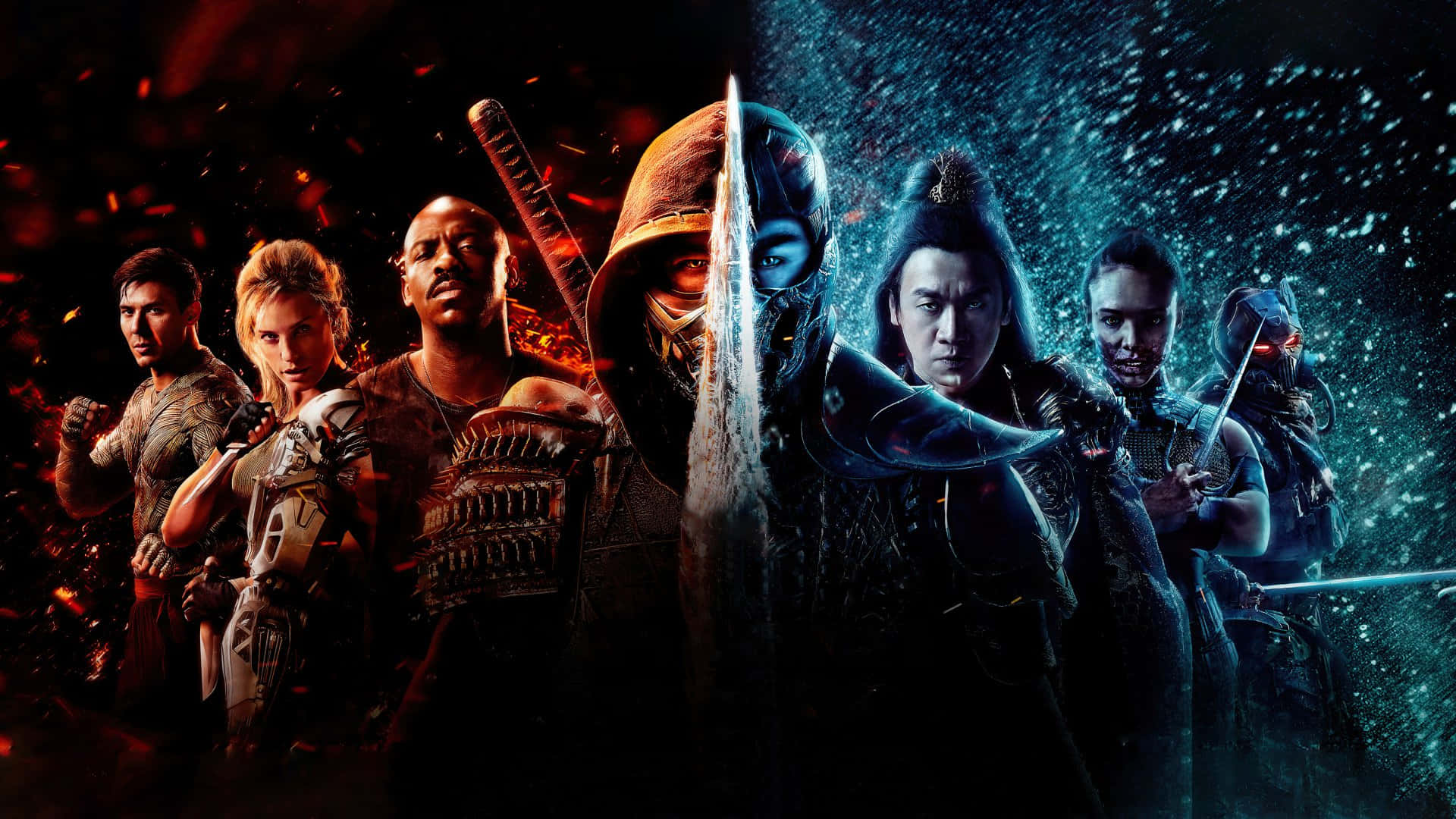 Mortal Kombat 2021, Seven warriors, dark armor, Full HD Desktop Wallpaper
