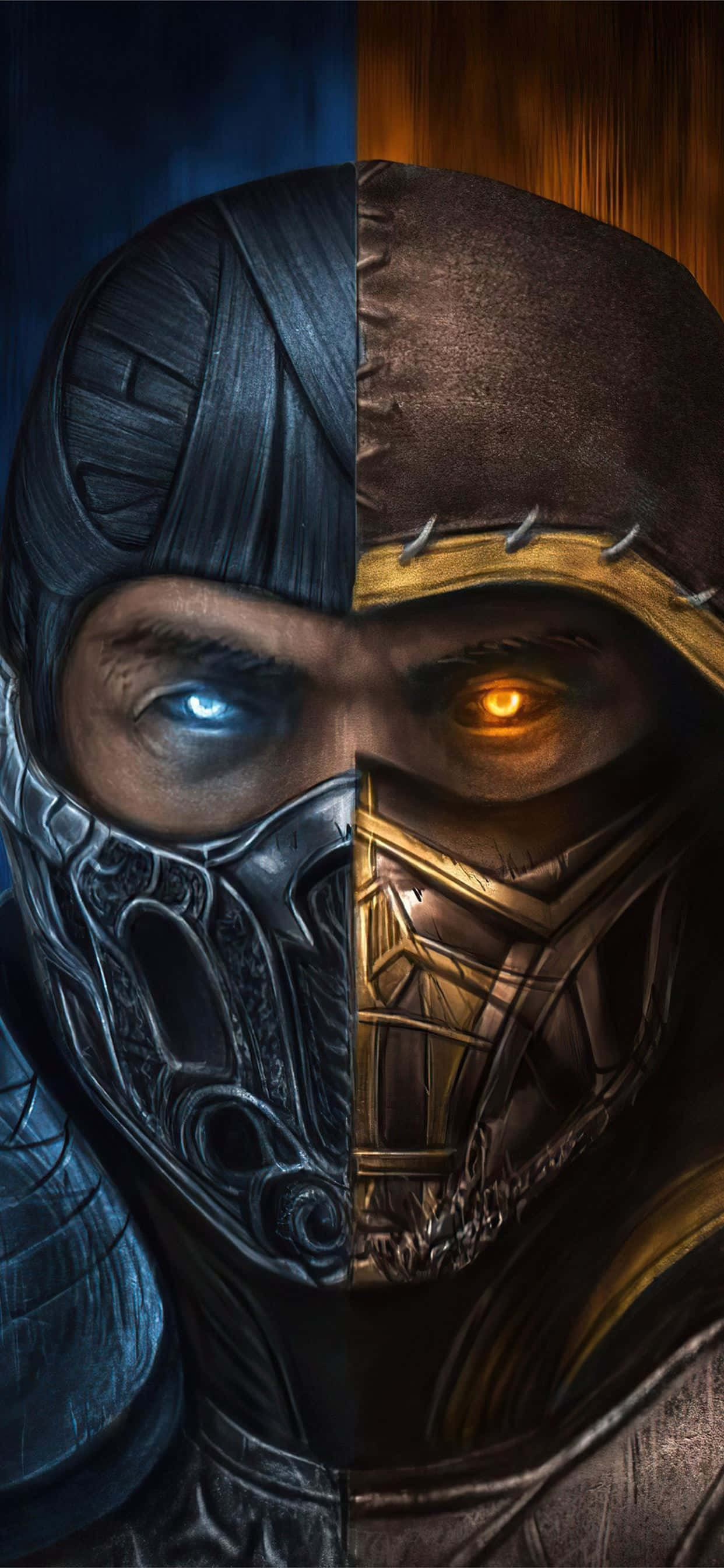 Mortal Kombat Legacy, masked warrior, glowing blue eye, 2K Phone Wallpaper