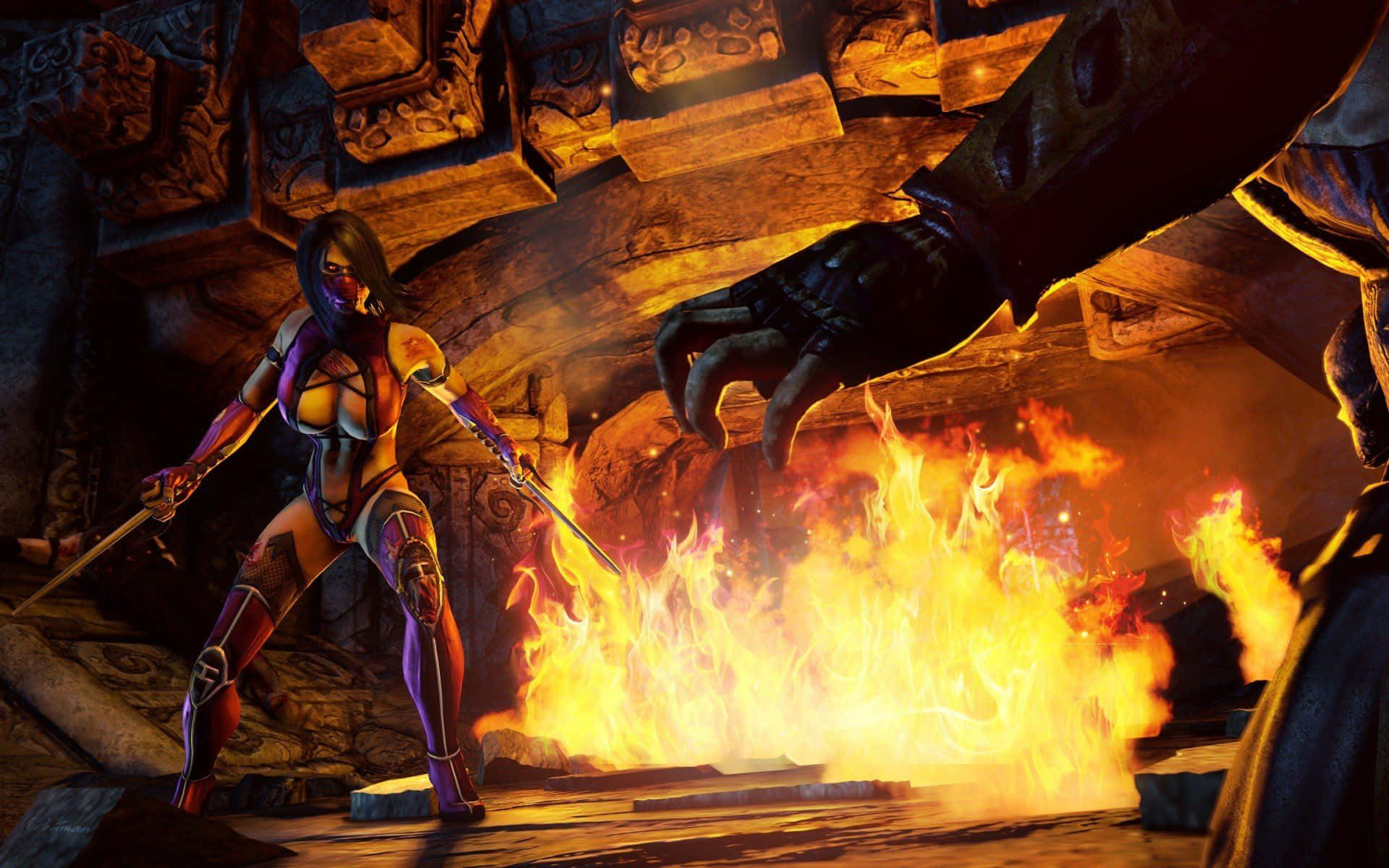 Mortal Kombat, Mileena, purple armor, Full HD Desktop Wallpaper