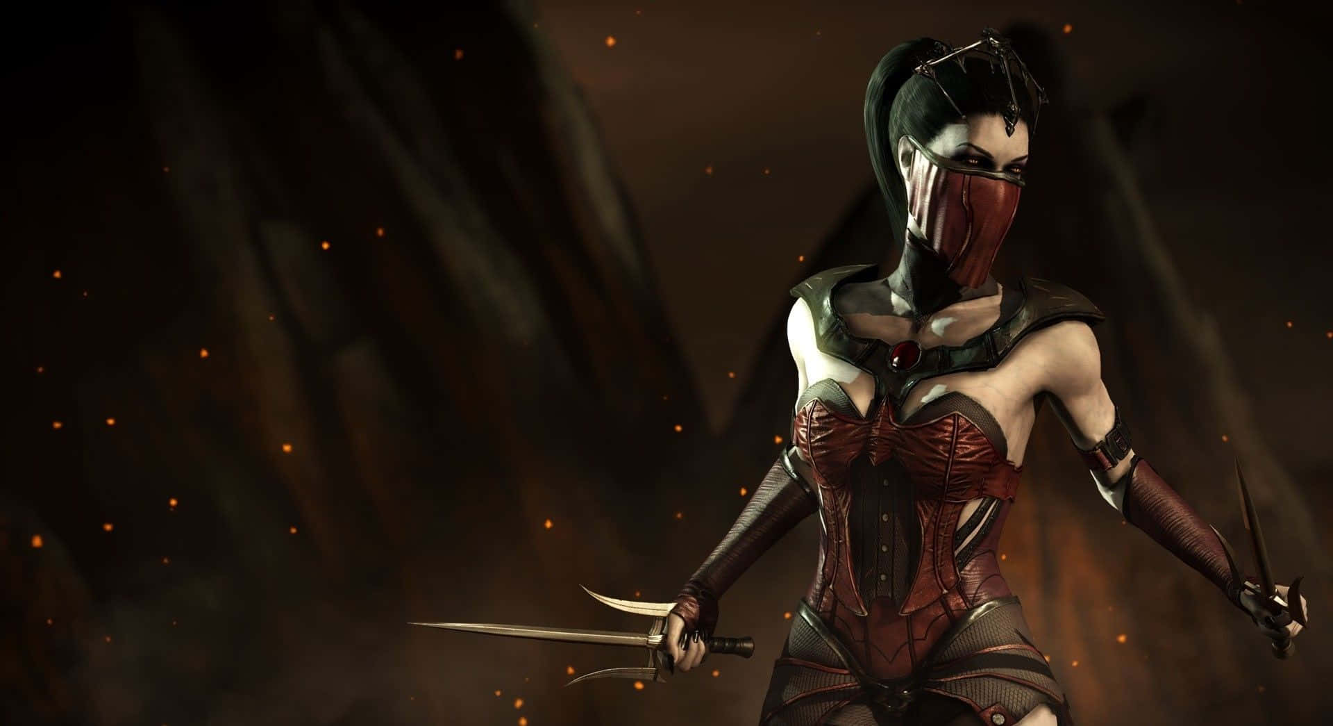 Mortal Kombat, Mileena, red and black armor, Full HD Desktop Wallpaper