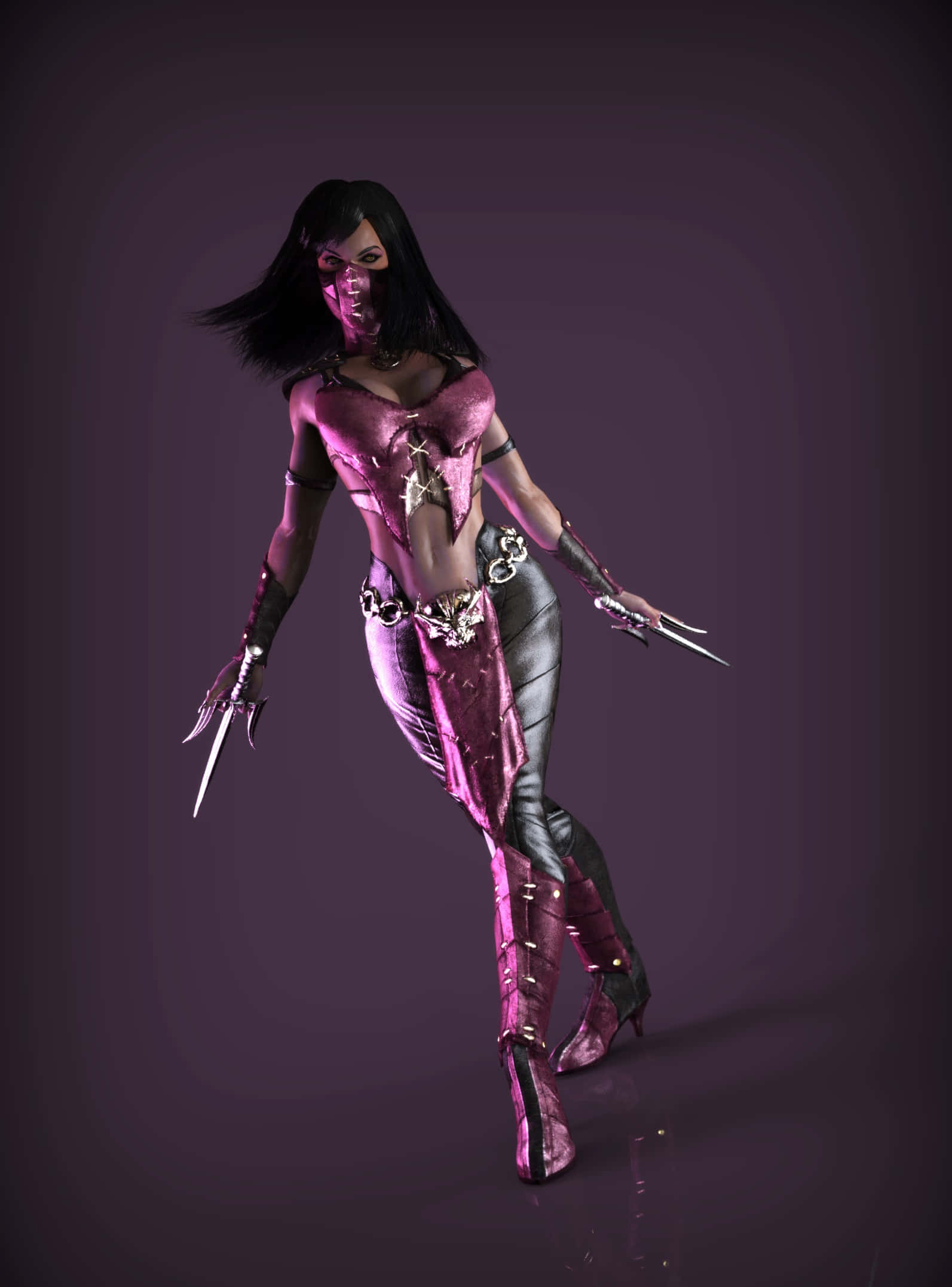 Mortal Kombat, Mileena, metallic pink and silver armor, Full HD Phone Wallpaper