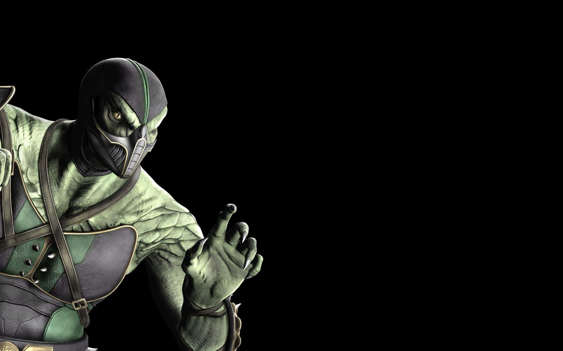 Mortal Kombat Reptile, green-skinned, black mask, Full HD Desktop Wallpaper