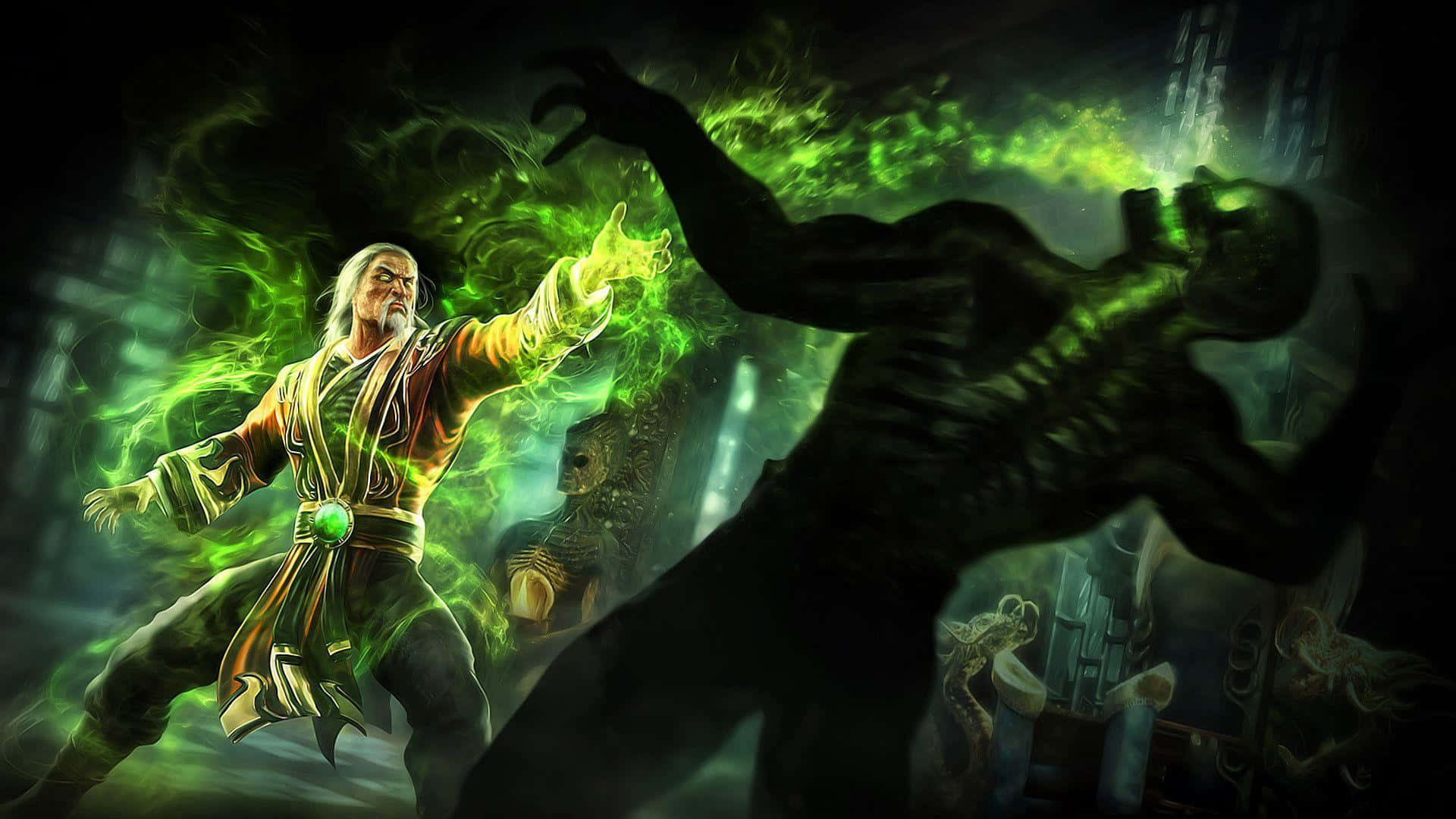 Mortal Kombat Reptile, glowing green energy, ornate robes, Full HD Desktop Wallpaper