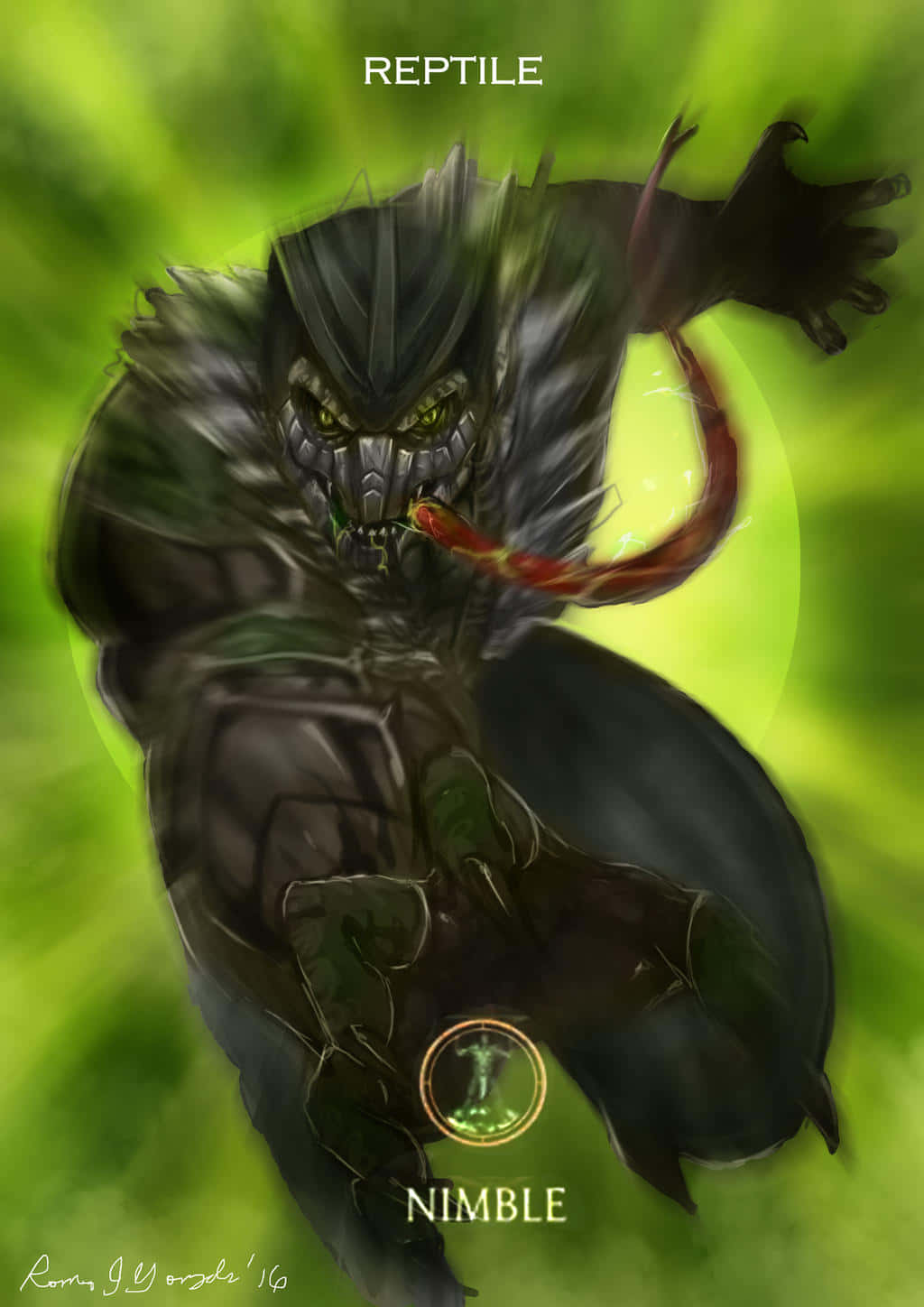 Mortal Kombat Reptile, glowing green eyes, red tongue, HD Phone Wallpaper
