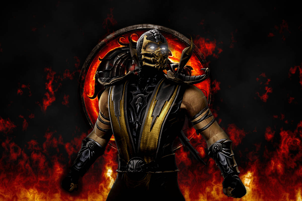 Mortal Kombat, Scorpion, black and gold armor, SD Desktop Wallpaper