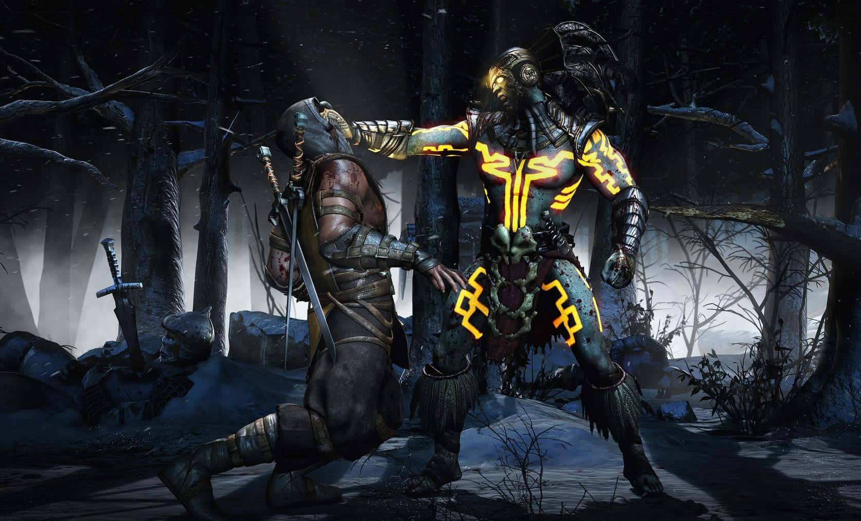 Mortal Kombat, Scorpion, glowing yellow armored warrior, HD Desktop Wallpaper