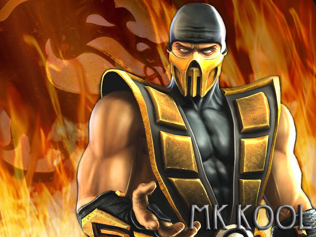Scorpion, Mortal Kombat, black and gold armor, SD Desktop Wallpaper