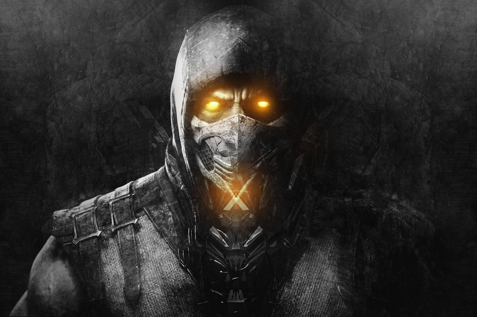 Mortal Kombat, Scorpion, glowing yellow eyes, Full HD Desktop Wallpaper