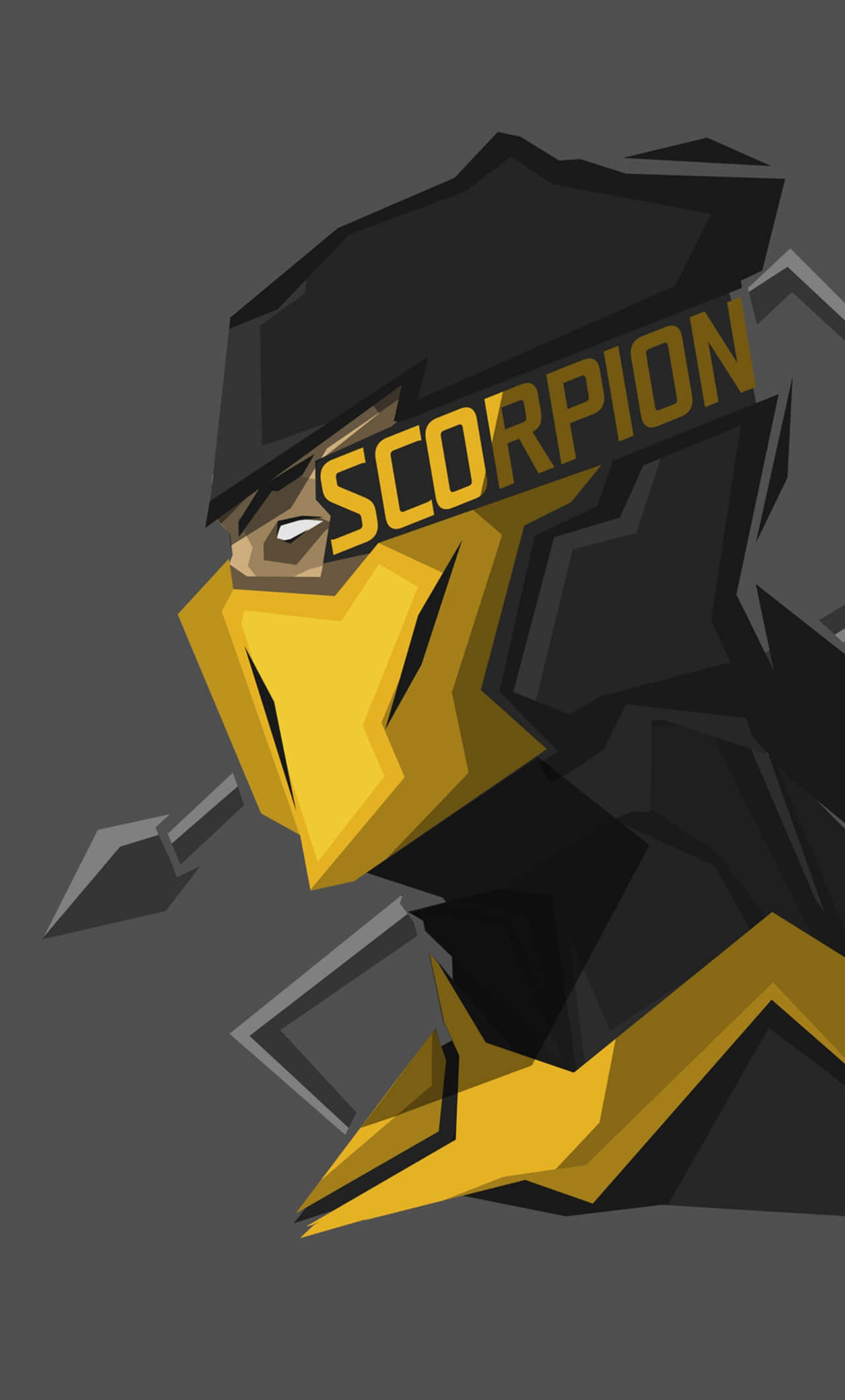 Mortal Kombat Scorpion, yellow mask, black armor, Full HD Phone Wallpaper