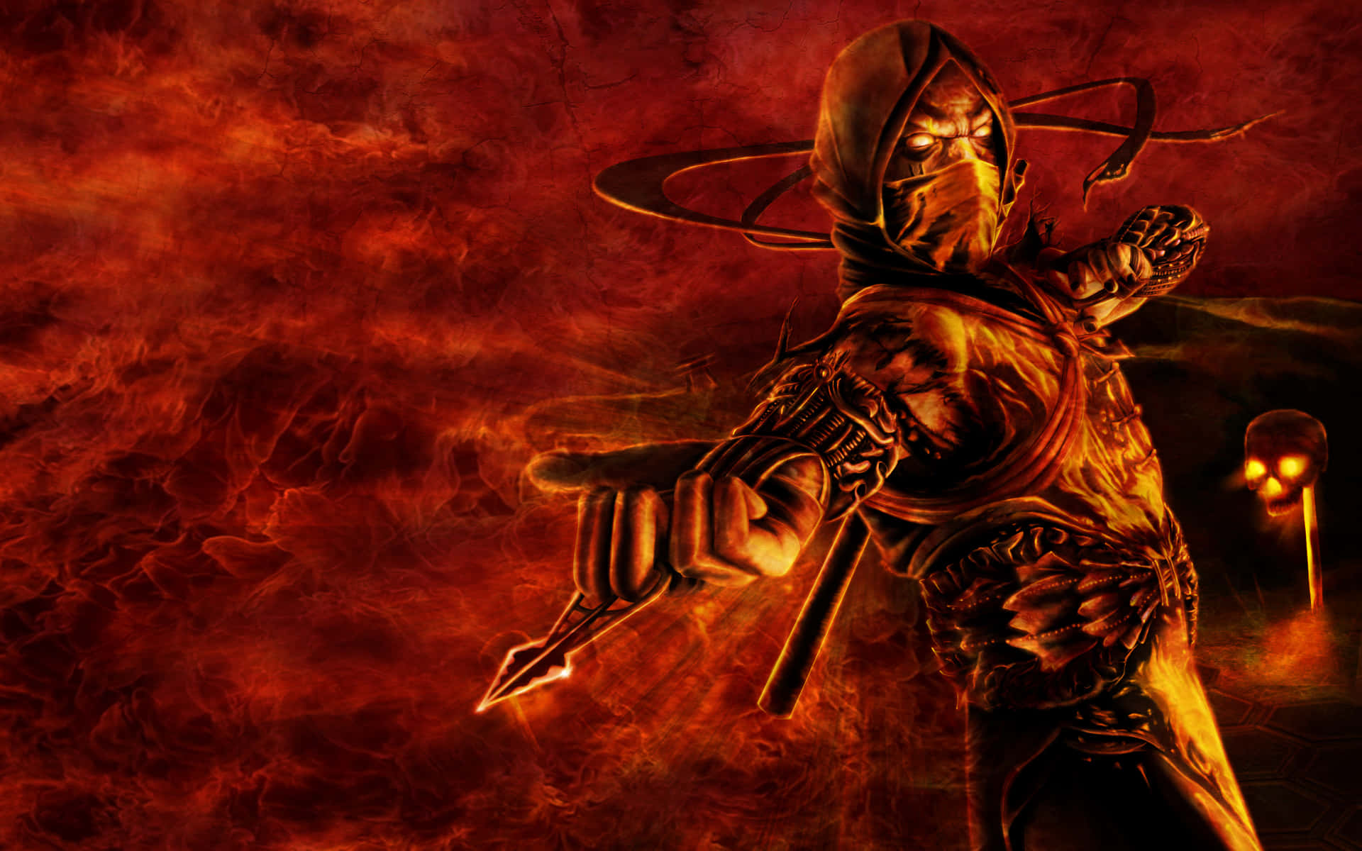 Mortal Kombat Scorpion, Scorpion, golden armor, Full HD Desktop Wallpaper
