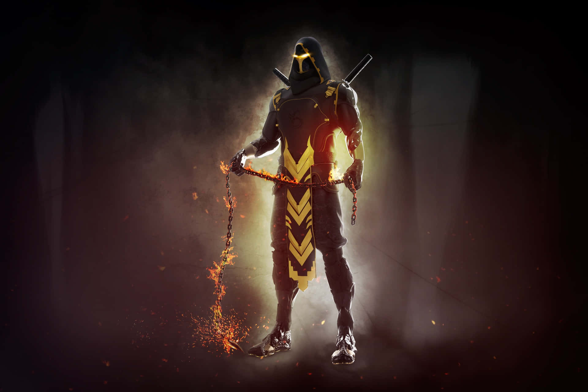 Mortal Kombat Scorpion, Scorpion, black and gold armor, Full HD Desktop Wallpaper