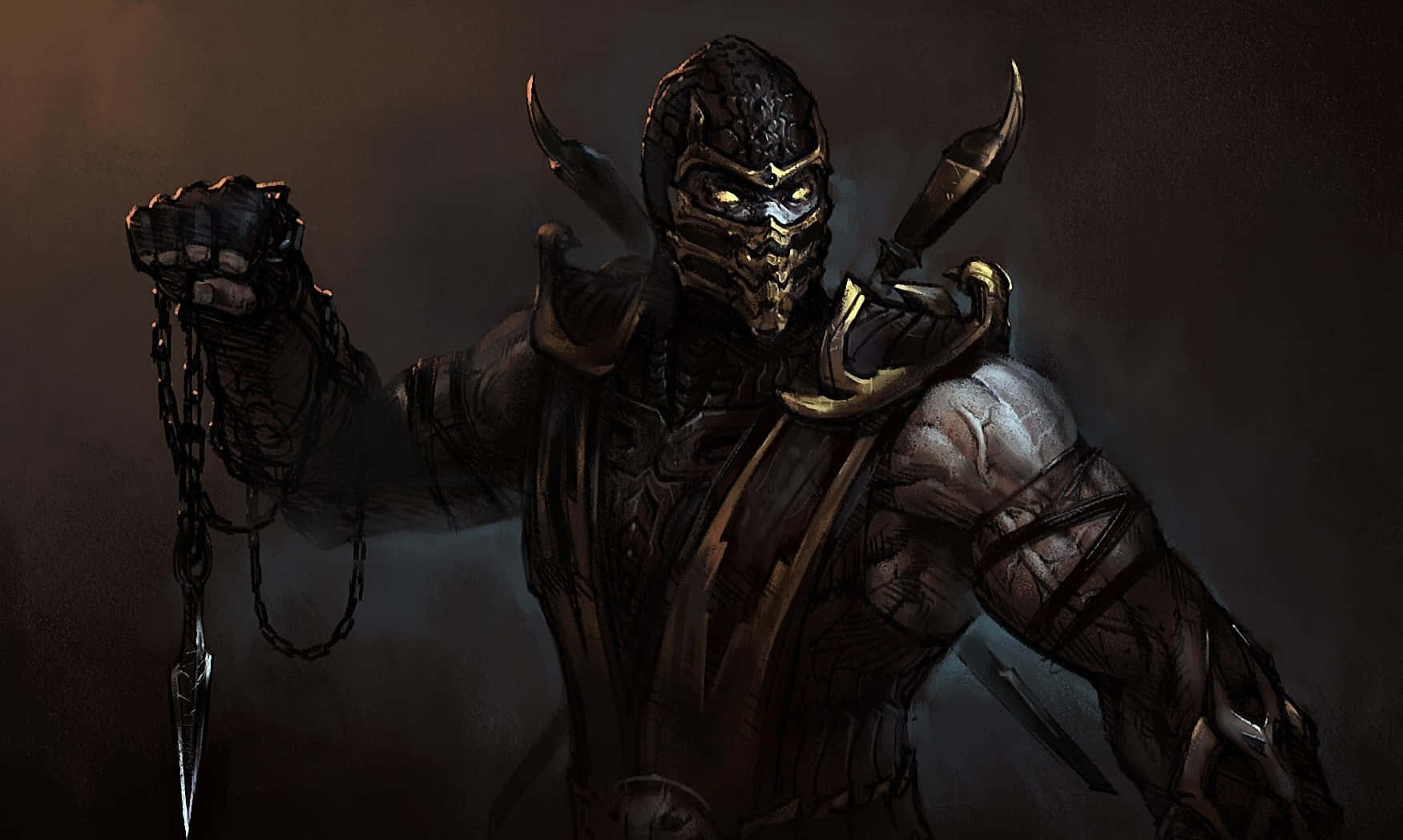 Mortal Kombat, Scorpion, chain weapon, HD Desktop Wallpaper
