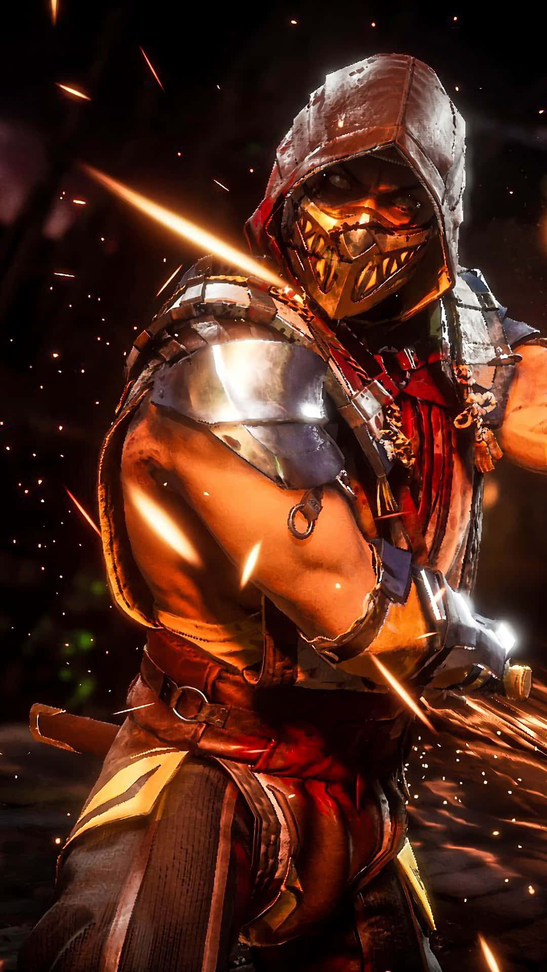 Mortal Kombat Scorpion, masked warrior, metallic armor, Full HD Phone Wallpaper