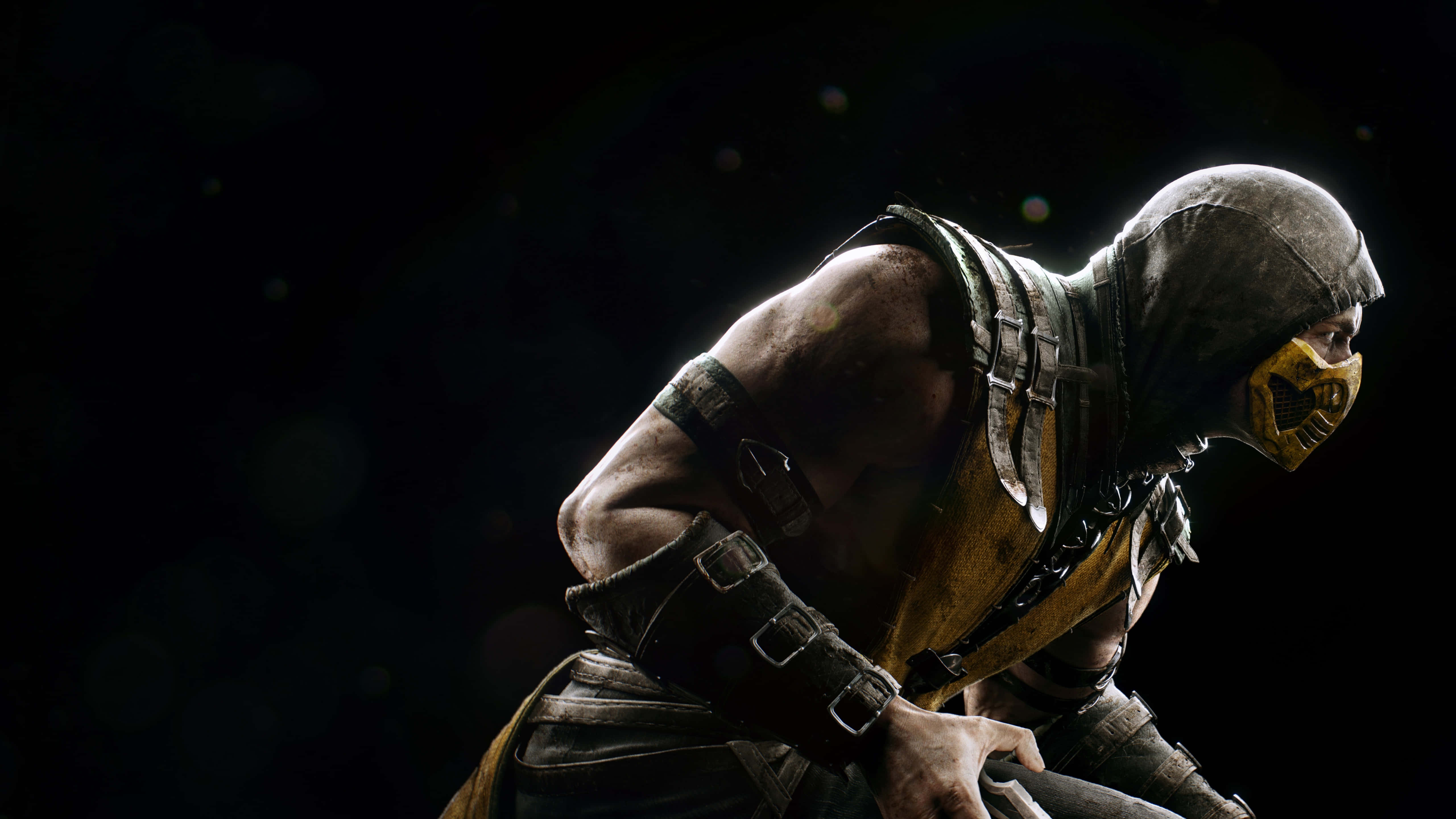 Mortal Kombat Scorpion, masked warrior, dark armor, 5K Desktop Wallpaper