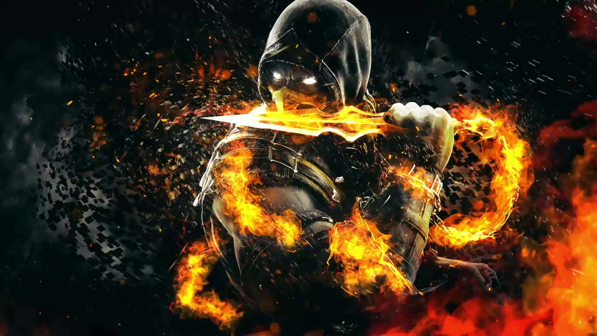 Mortal Kombat, Scorpion, hooded warrior, Full HD Desktop Wallpaper