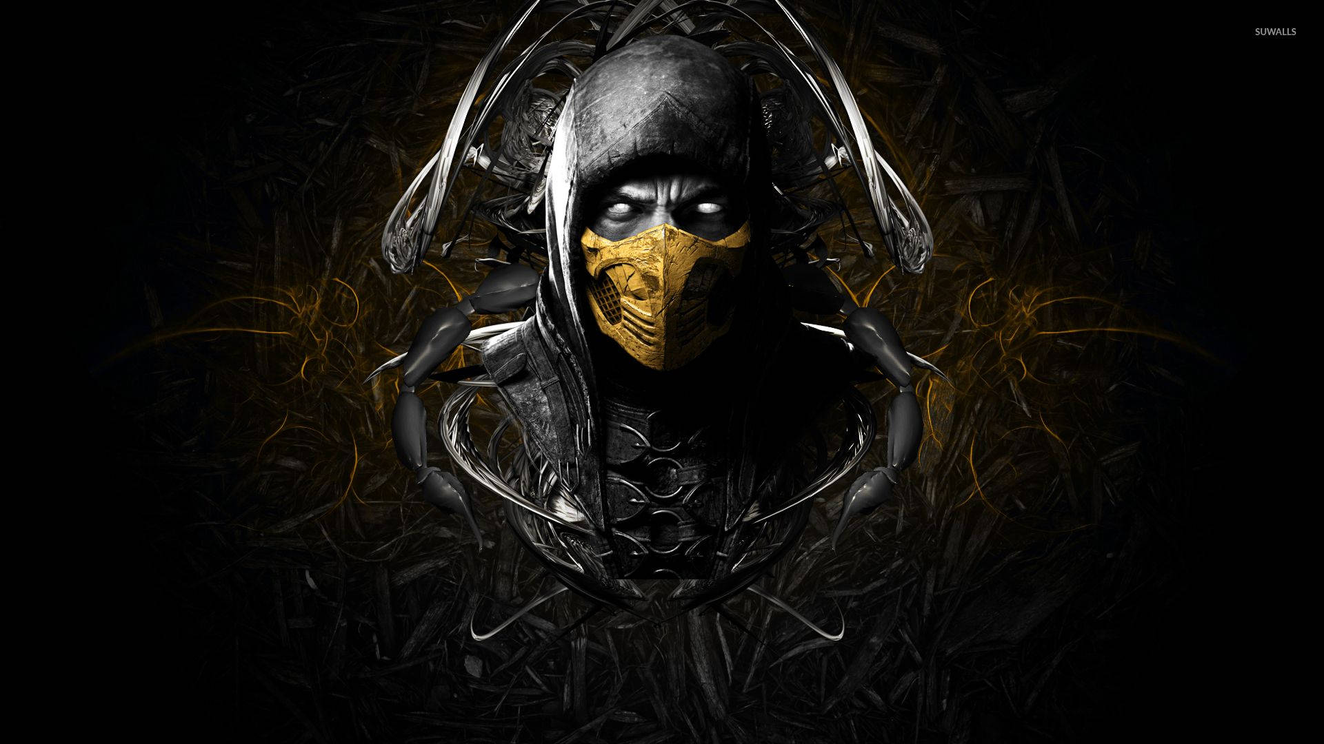 Mortal Kombat, Scorpion, golden mask, Full HD Desktop Wallpaper