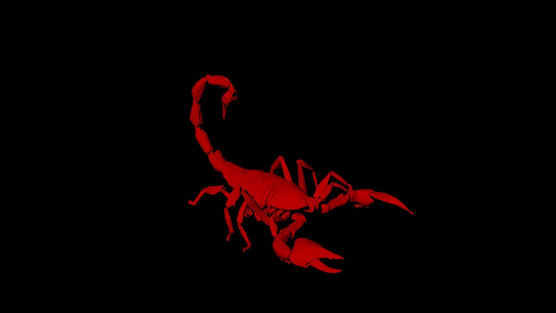 Scorpion, glowing red, pitch-black void, HD Desktop Wallpaper