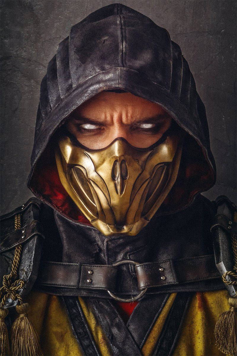 Mortal Kombat 11, Scorpion, gold mask, SD Phone Wallpaper