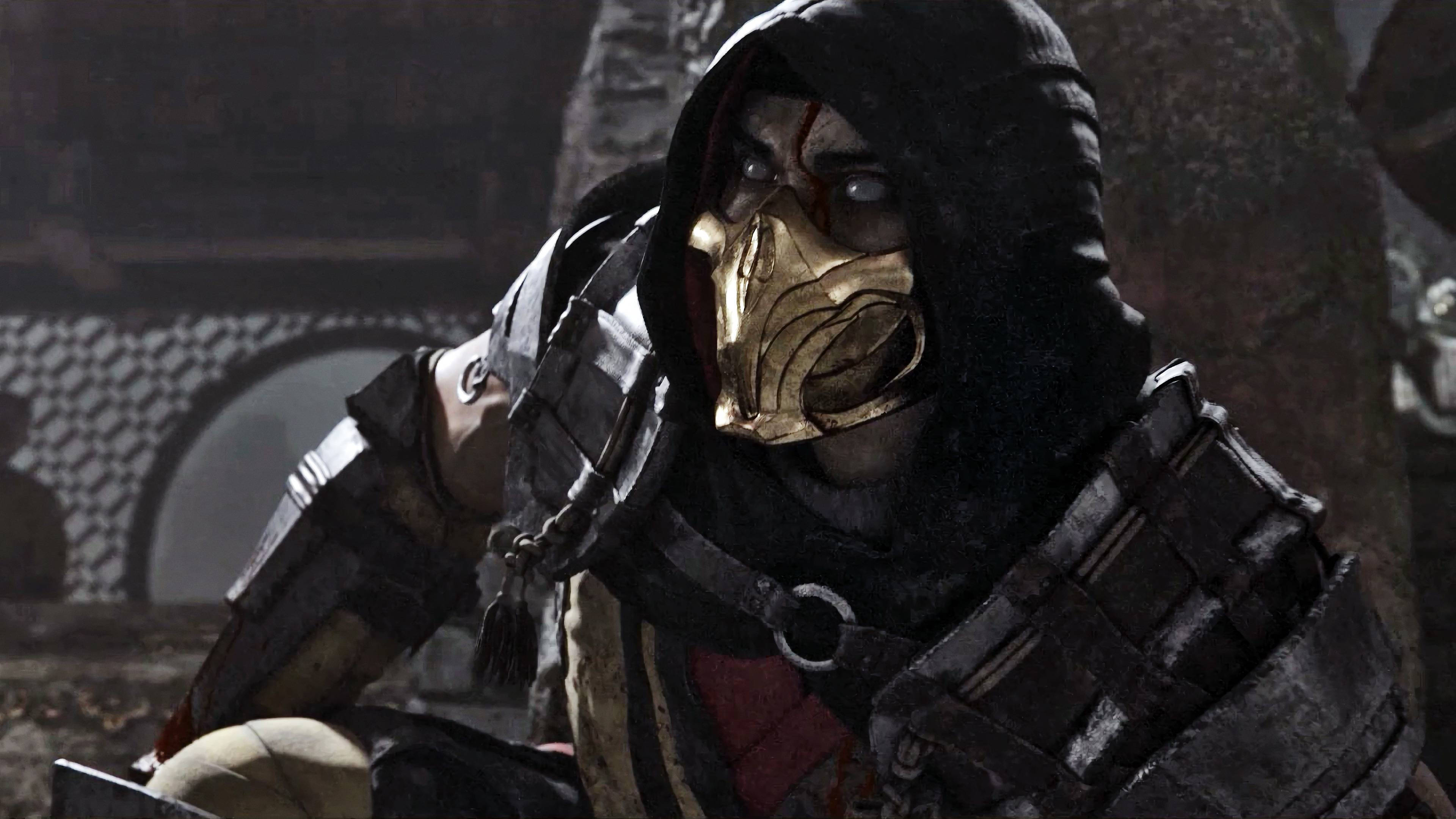 Mortal Kombat 11, Scorpion, golden mask, 4K Desktop Wallpaper