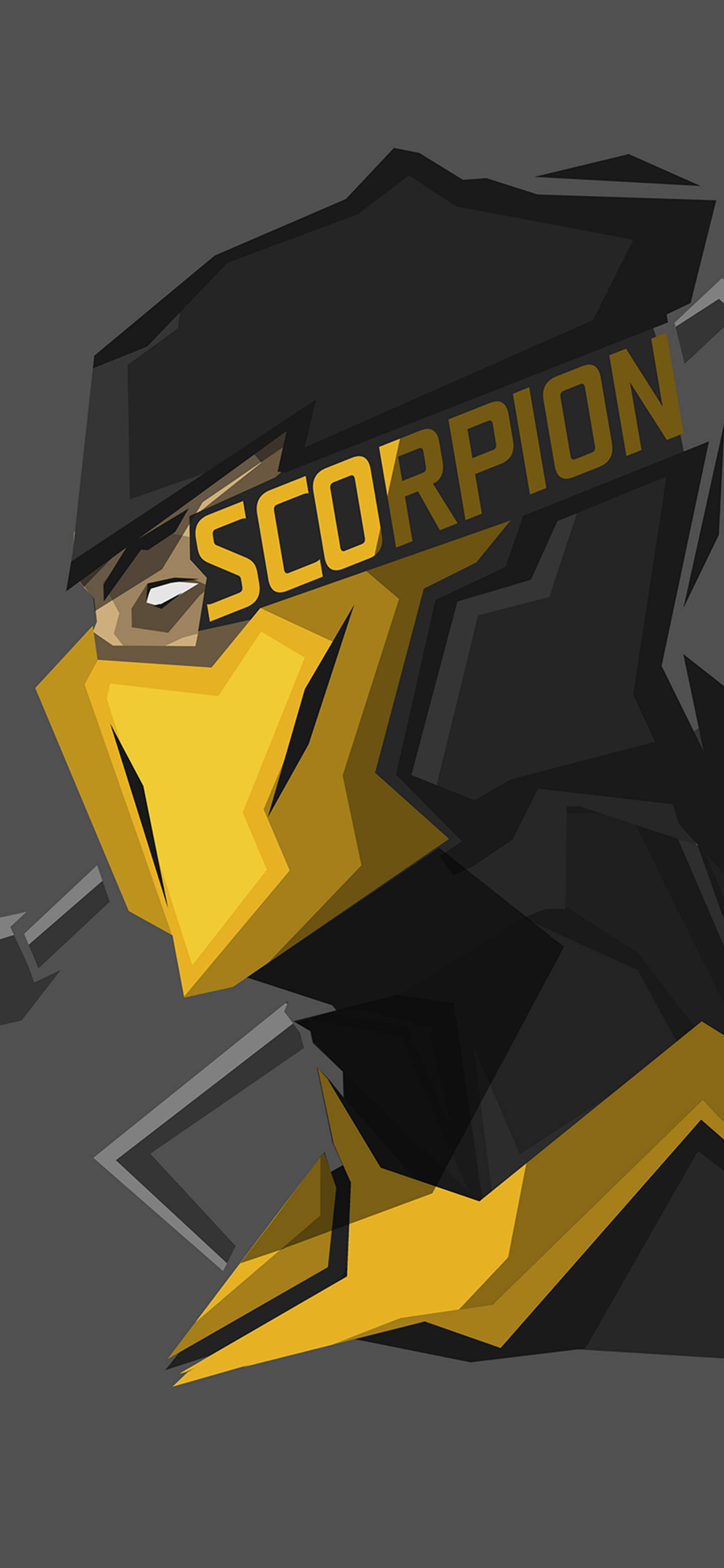 4K Gaming Phone Scorpion, low-poly ninja, yellow mask, 2K Phone Wallpaper