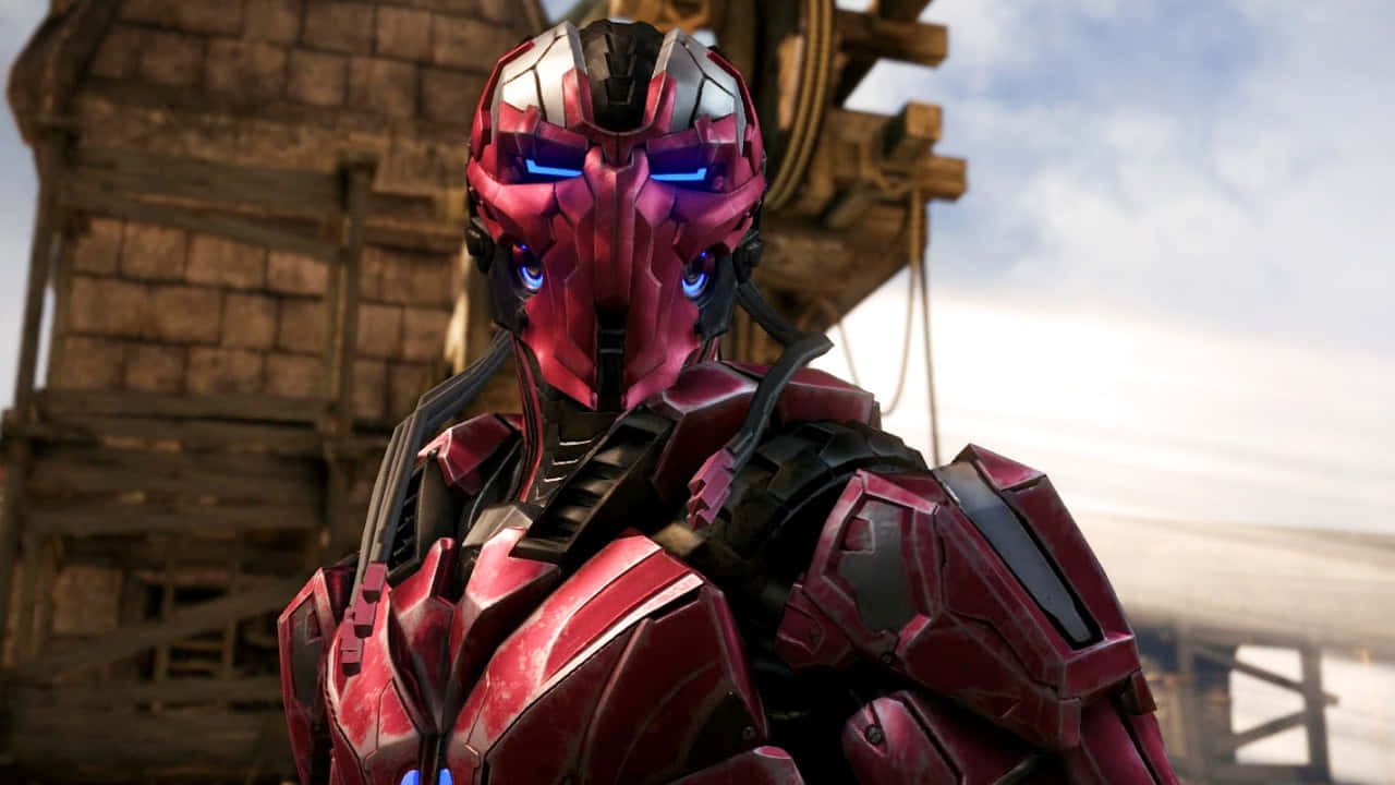 Mortal Kombat Sektor, red armored robot, glowing blue eyes, HD Desktop Wallpaper