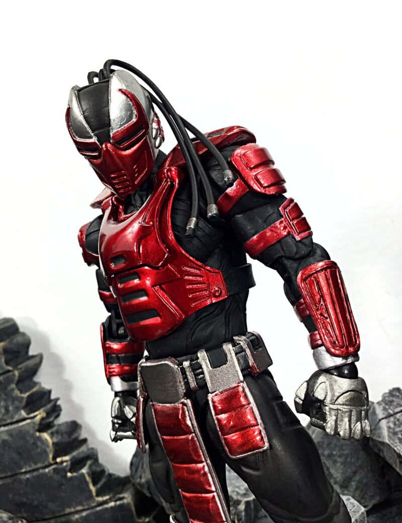 Mortal Kombat Sektor, red and black armored figure, helmet, SD Phone Wallpaper